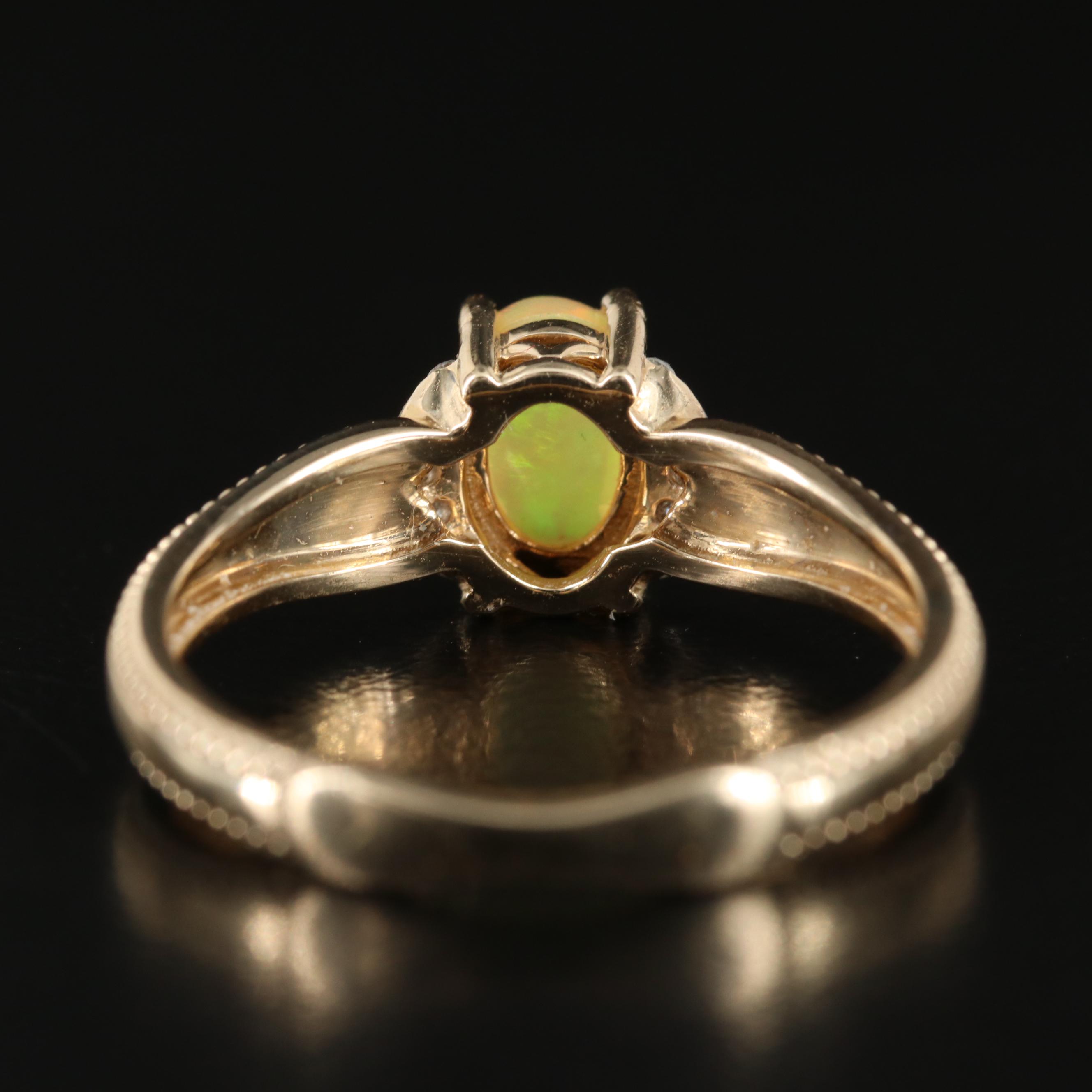 10K Opal and Diamond Ring
