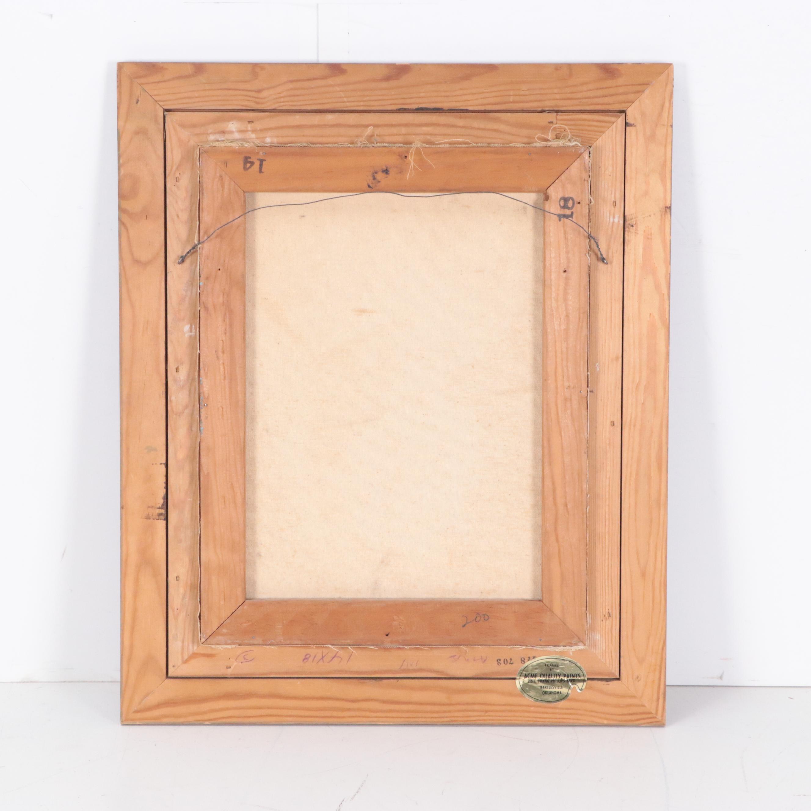 Jo Bonello Oil Painting of Man with Boat, Mid to Late 20th Century