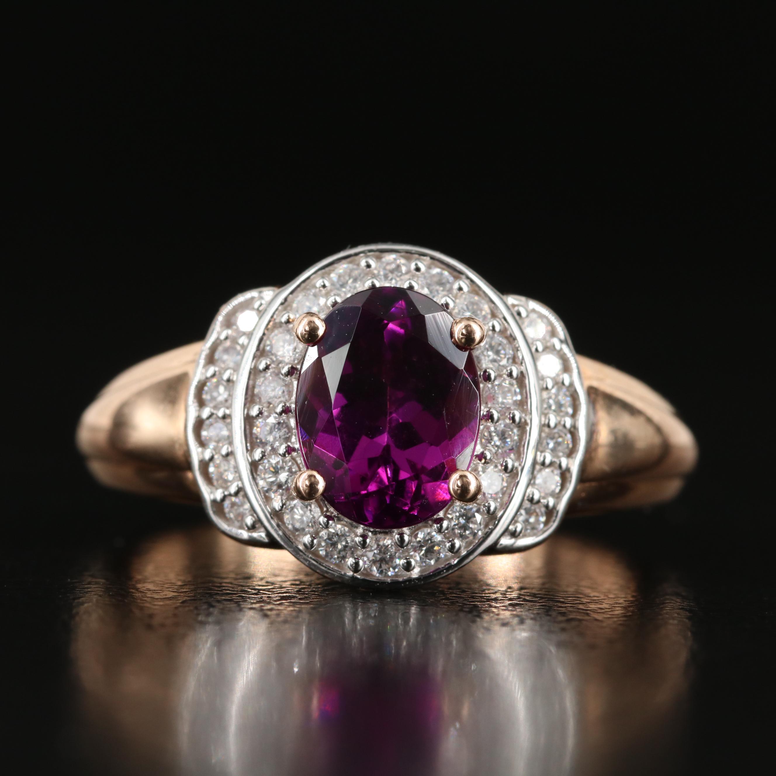 14K Garnet and Diamond Ring