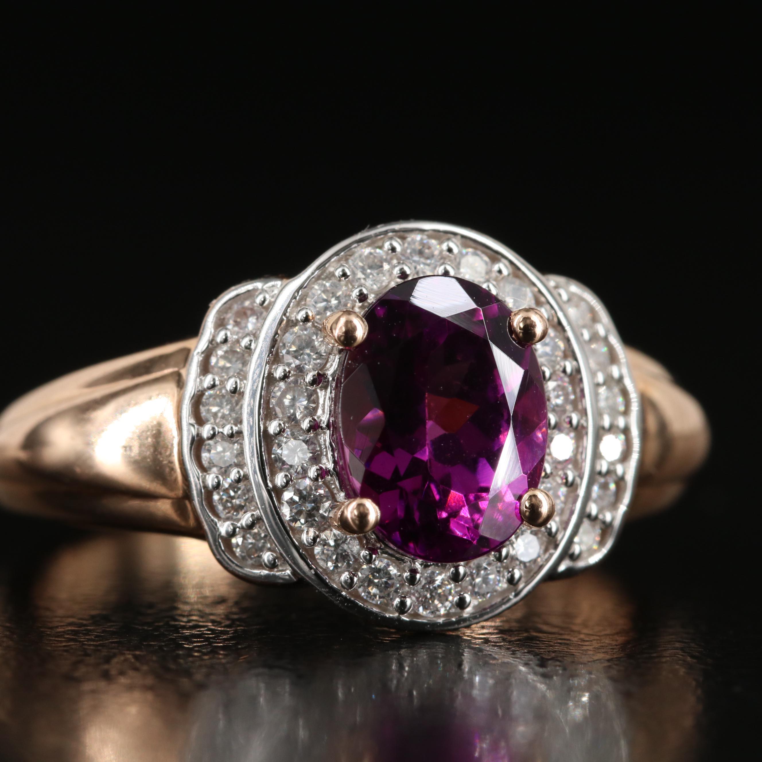 14K Garnet and Diamond Ring