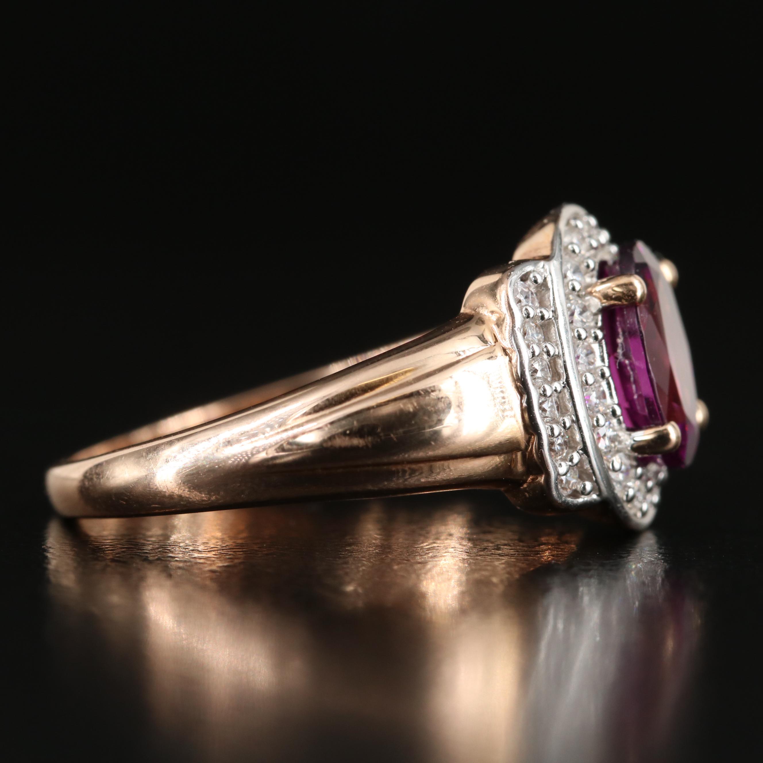 14K Garnet and Diamond Ring