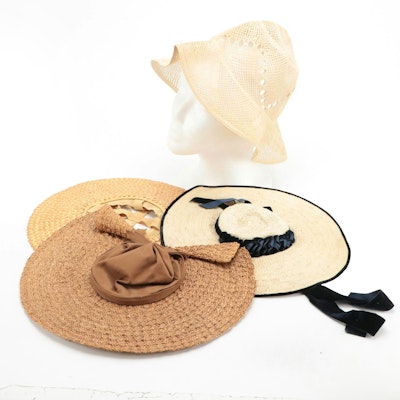 Assorted Vintage Straw Sun Hats Featuring Embry & Co. and More