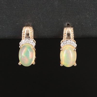 10K Opal and Diamond Earrings