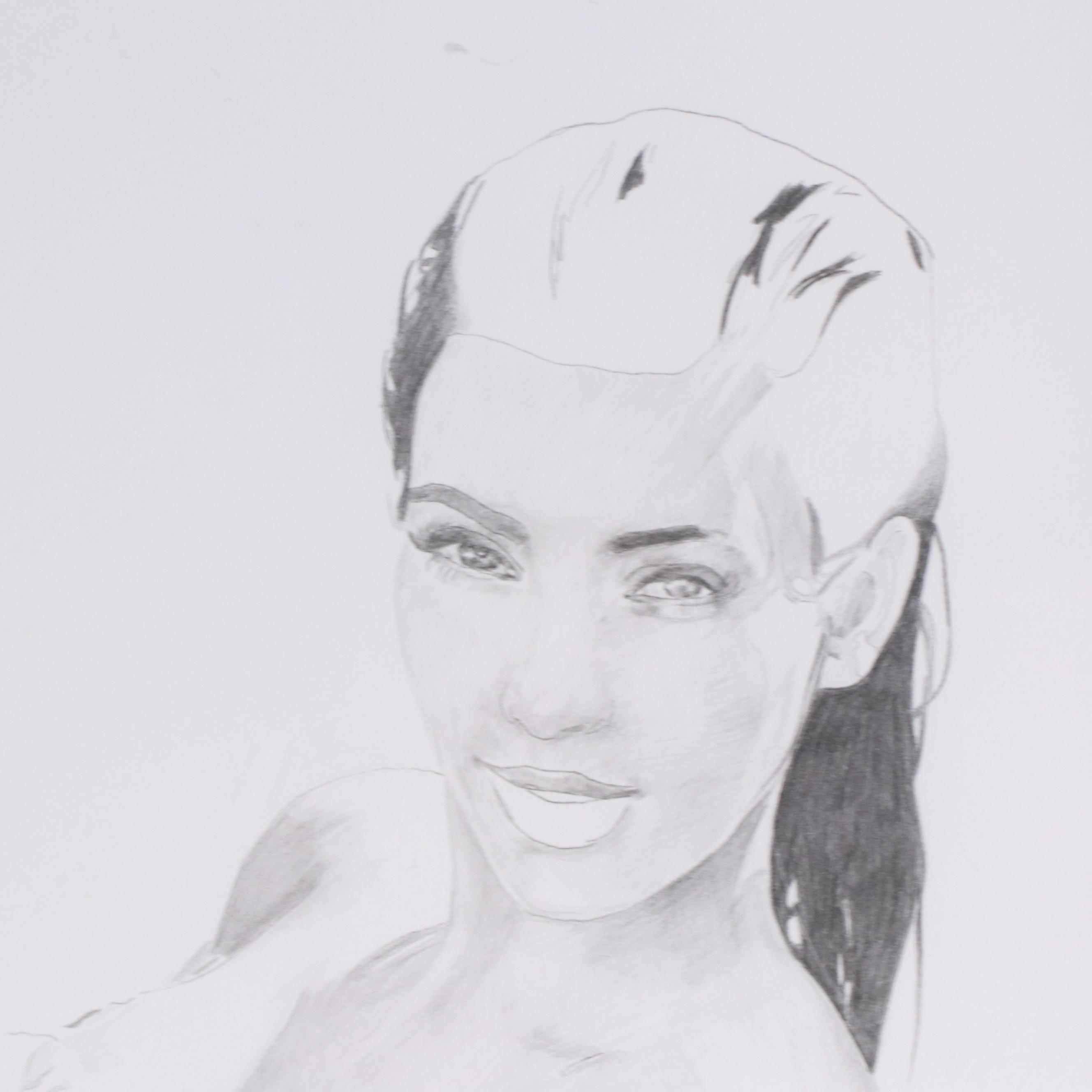 Graphite Portrait Drawing of Kim Kardashian