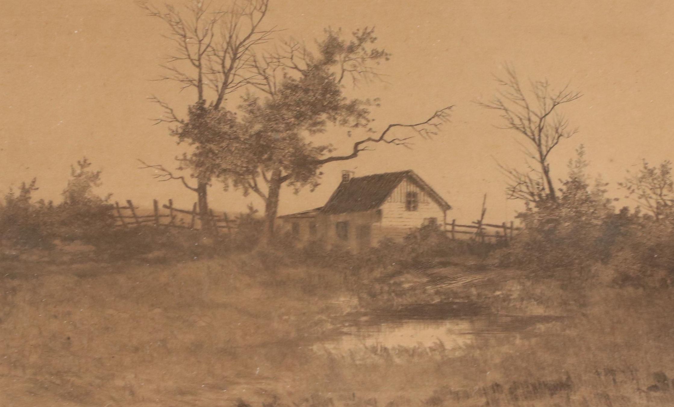 Etching "Suburban Shanty," Late 19th Century