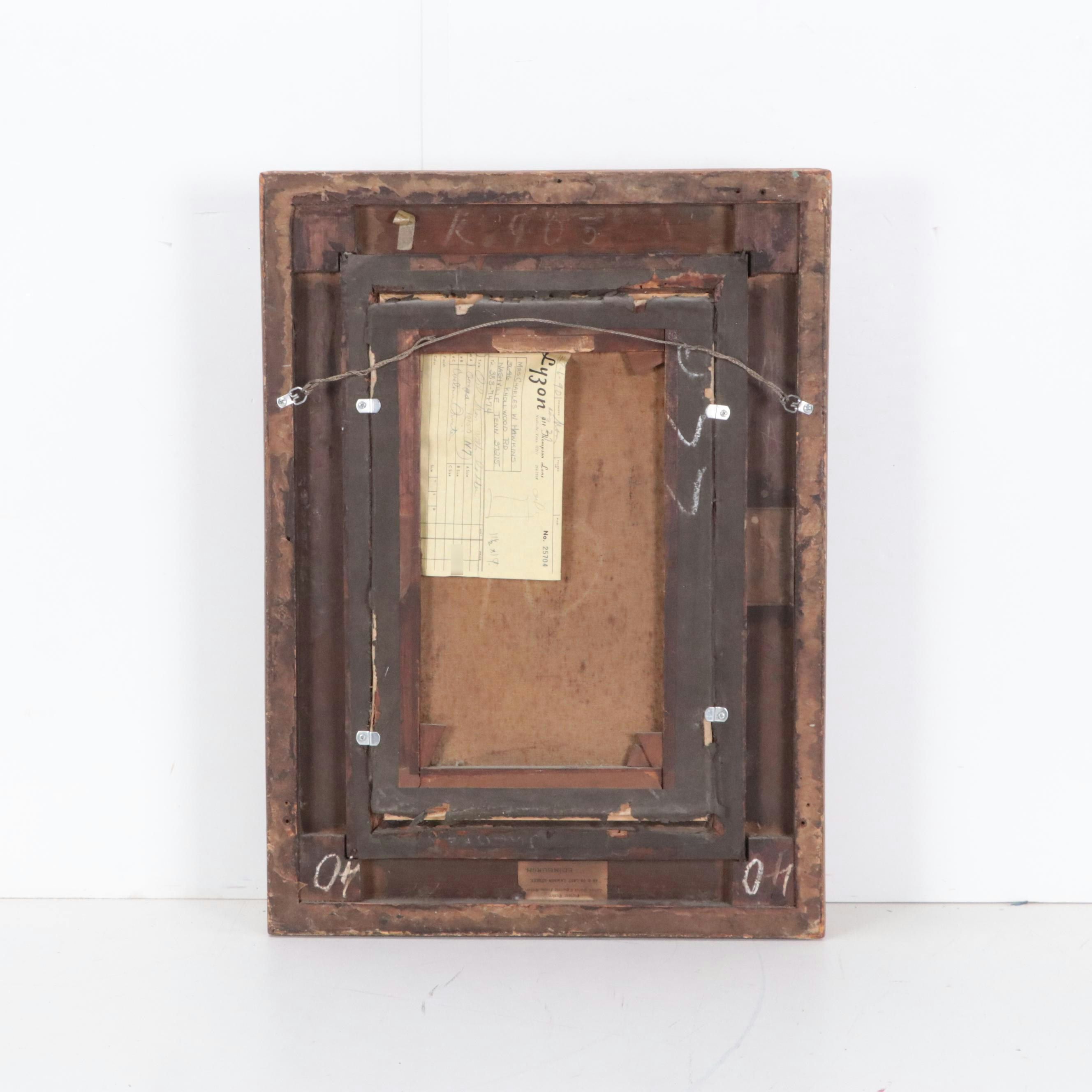 Robert Noble Oil Painting Genre Scene of Man Carrying Ladder, 1878