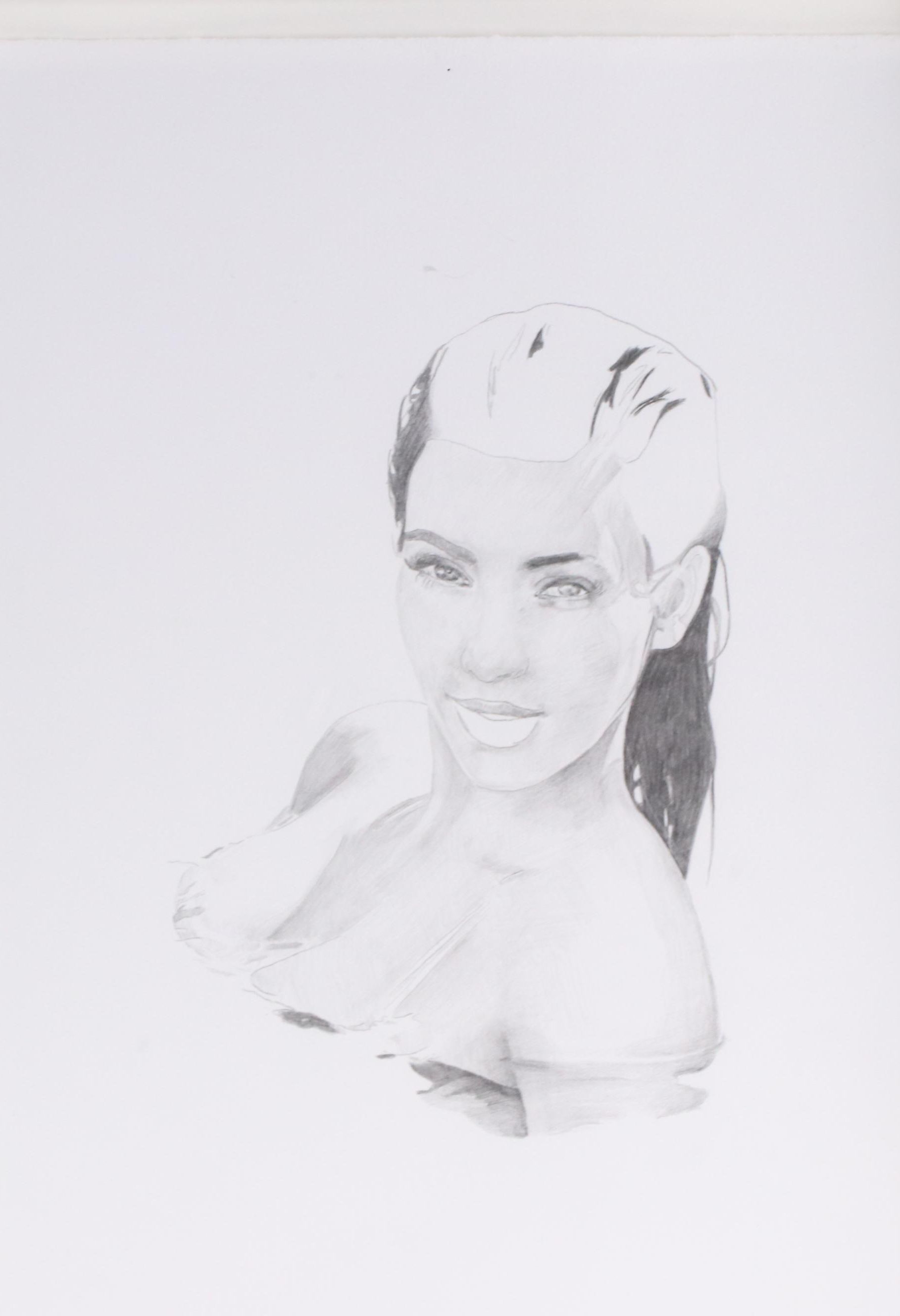 Graphite Portrait Drawing of Kim Kardashian