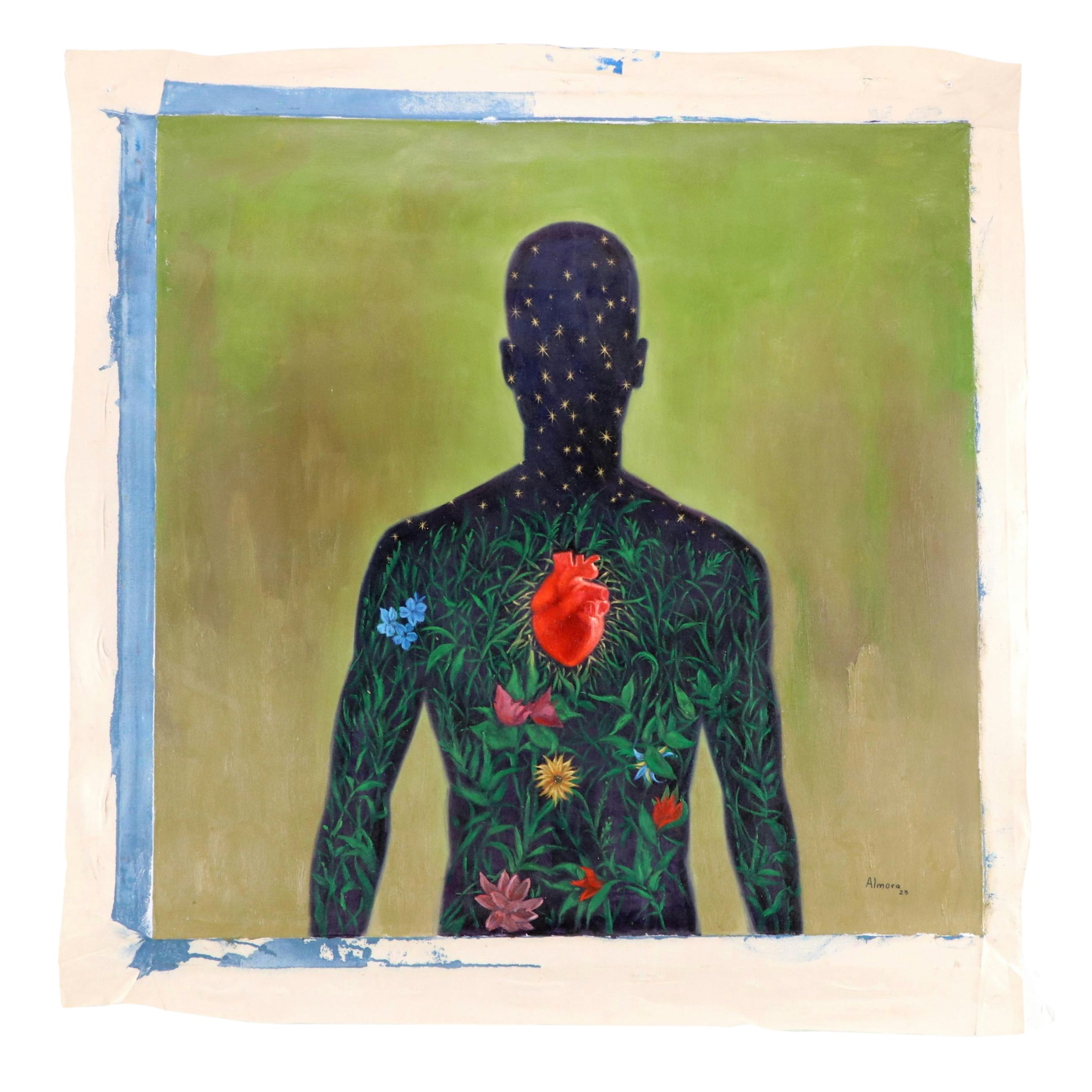 Osmel Almora Miró Double-Sided Surrealist Oil Painting "El Hombre Invisible"