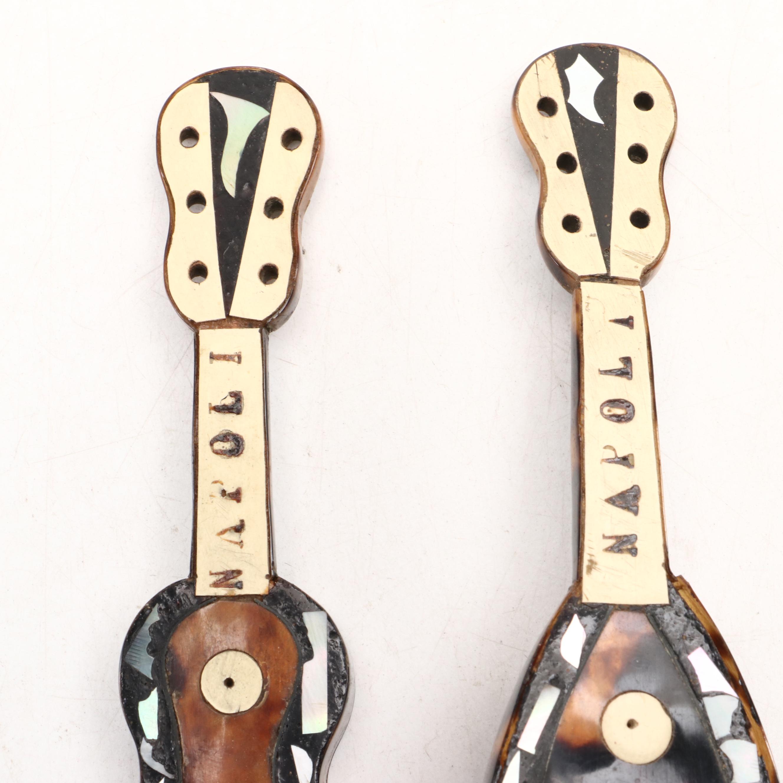 Italian Souvenir Tortoiseshell and Mother-of-Pearl Miniature Lutes and More