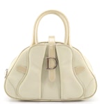 Christian Dior Saddle Bowler Bag in Beige Nylon and Patent Leather