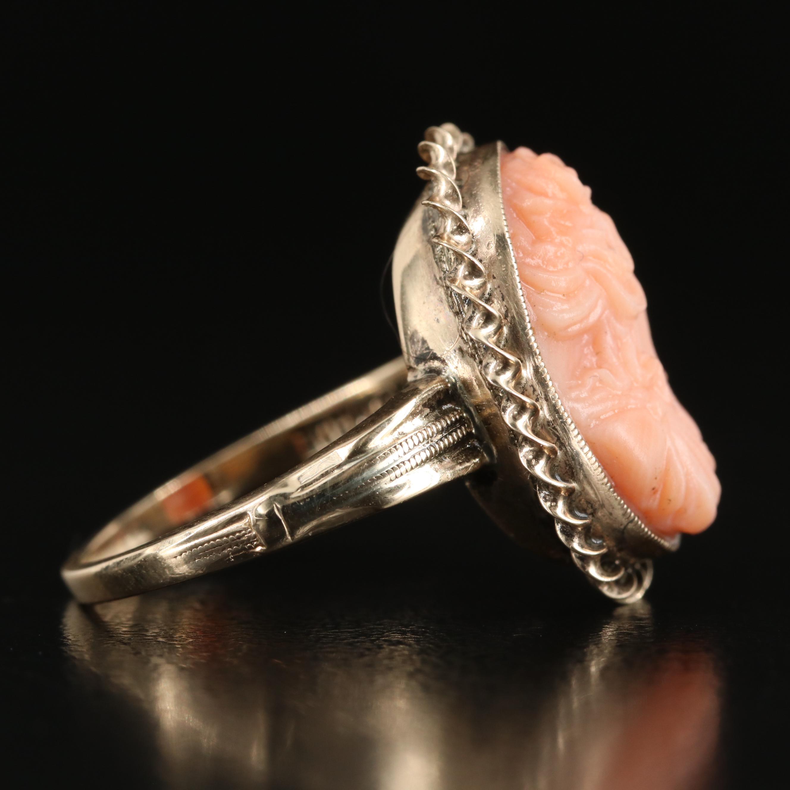 10K Coral Cameo Ring