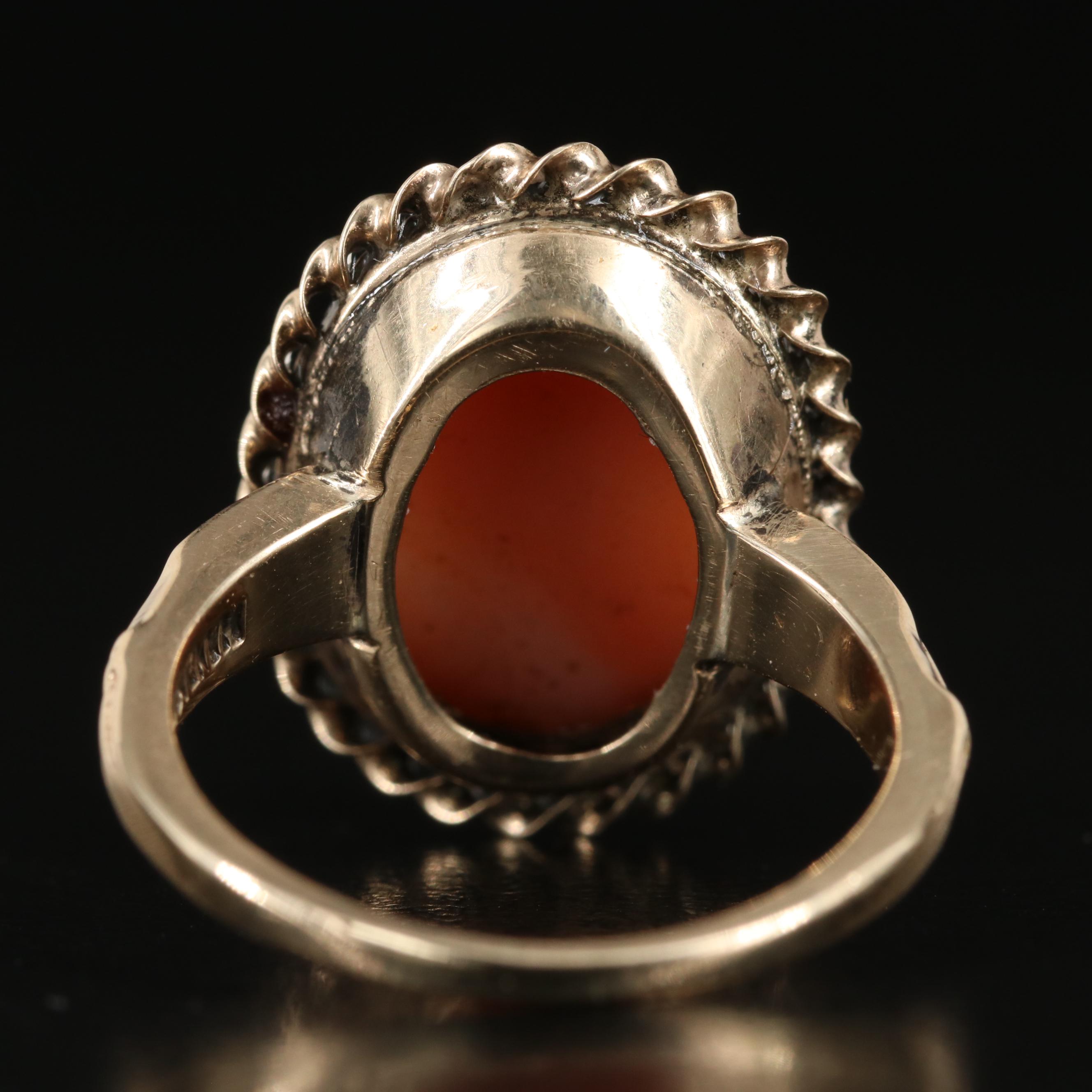 10K Coral Cameo Ring