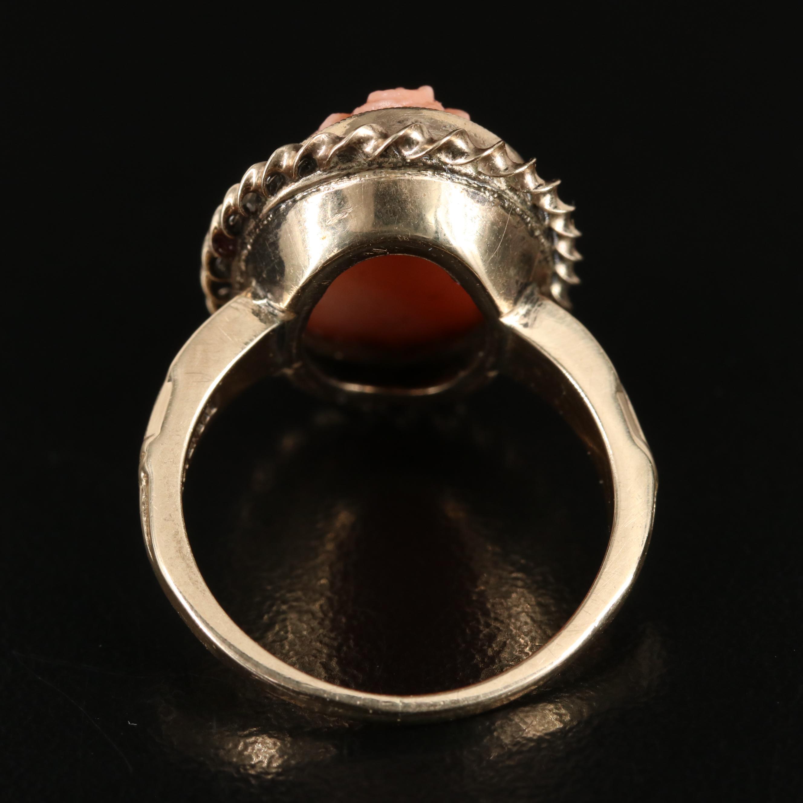 10K Coral Cameo Ring