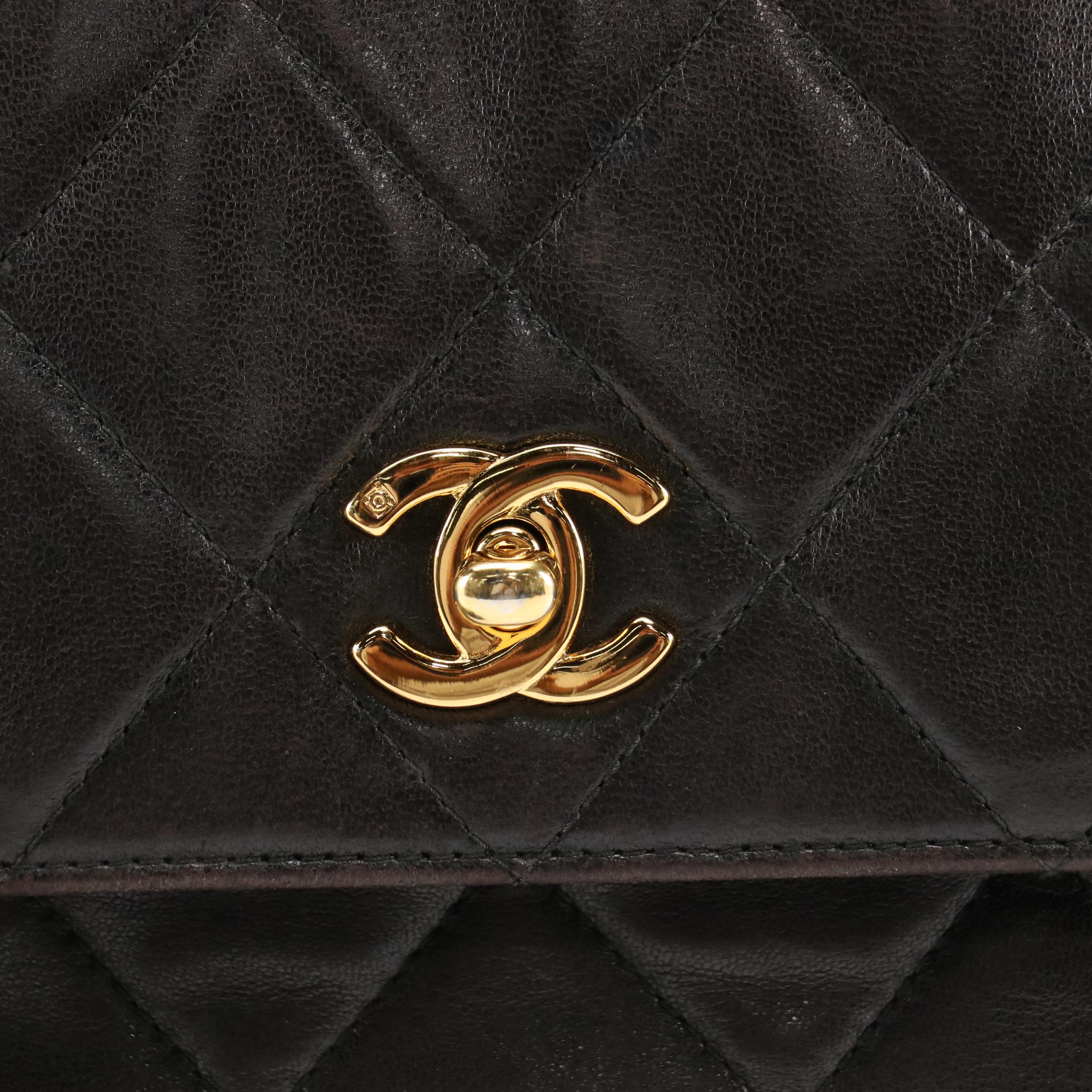 Chanel Front-Pocket Tassel Camera Bag in Dark Brown Quilted Lambskin Leather