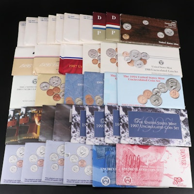 Thirty-Five U.S. Mint Uncirculated Sets, 1980 to 1999