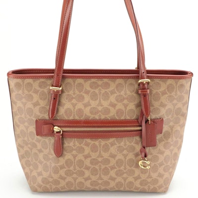 Coach Signature C Coated Canvas Taylor Tote with C Dangle Charm