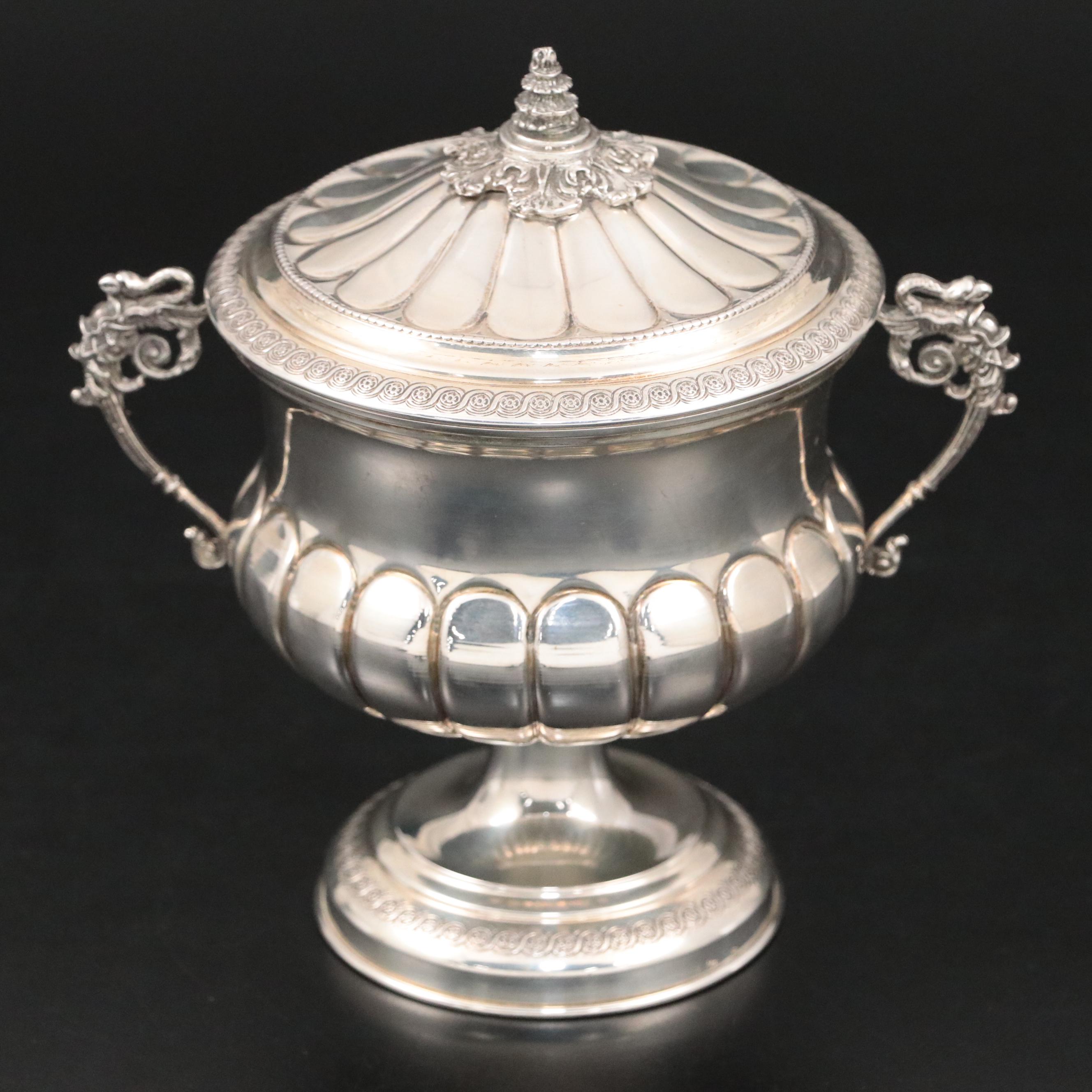 Italian 800 Silver Empire Style Waste Bowl, Mid to Late 20th Century