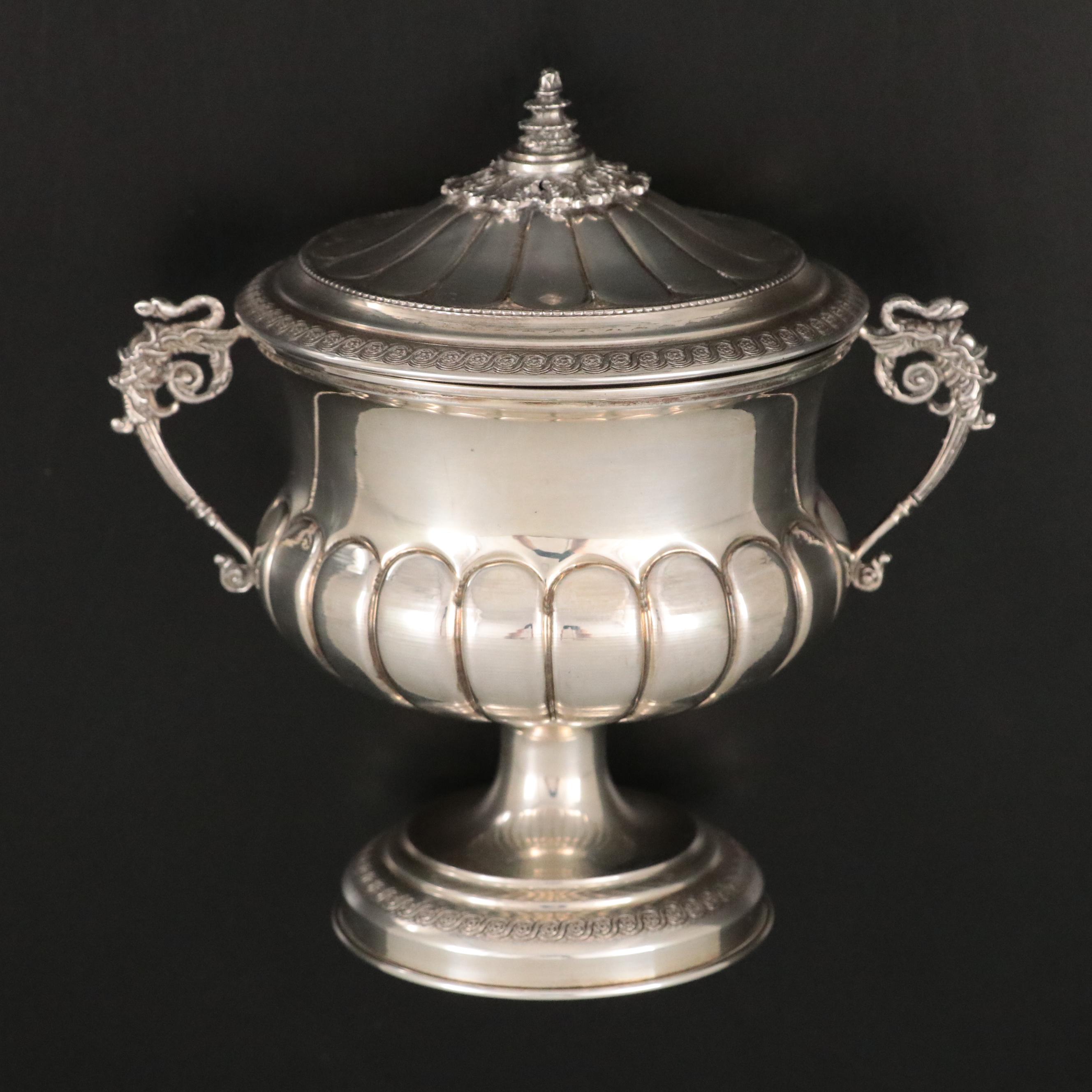 Italian 800 Silver Empire Style Waste Bowl, Mid to Late 20th Century
