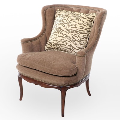 Art Deco Style Upholstered Fan Back Armchair