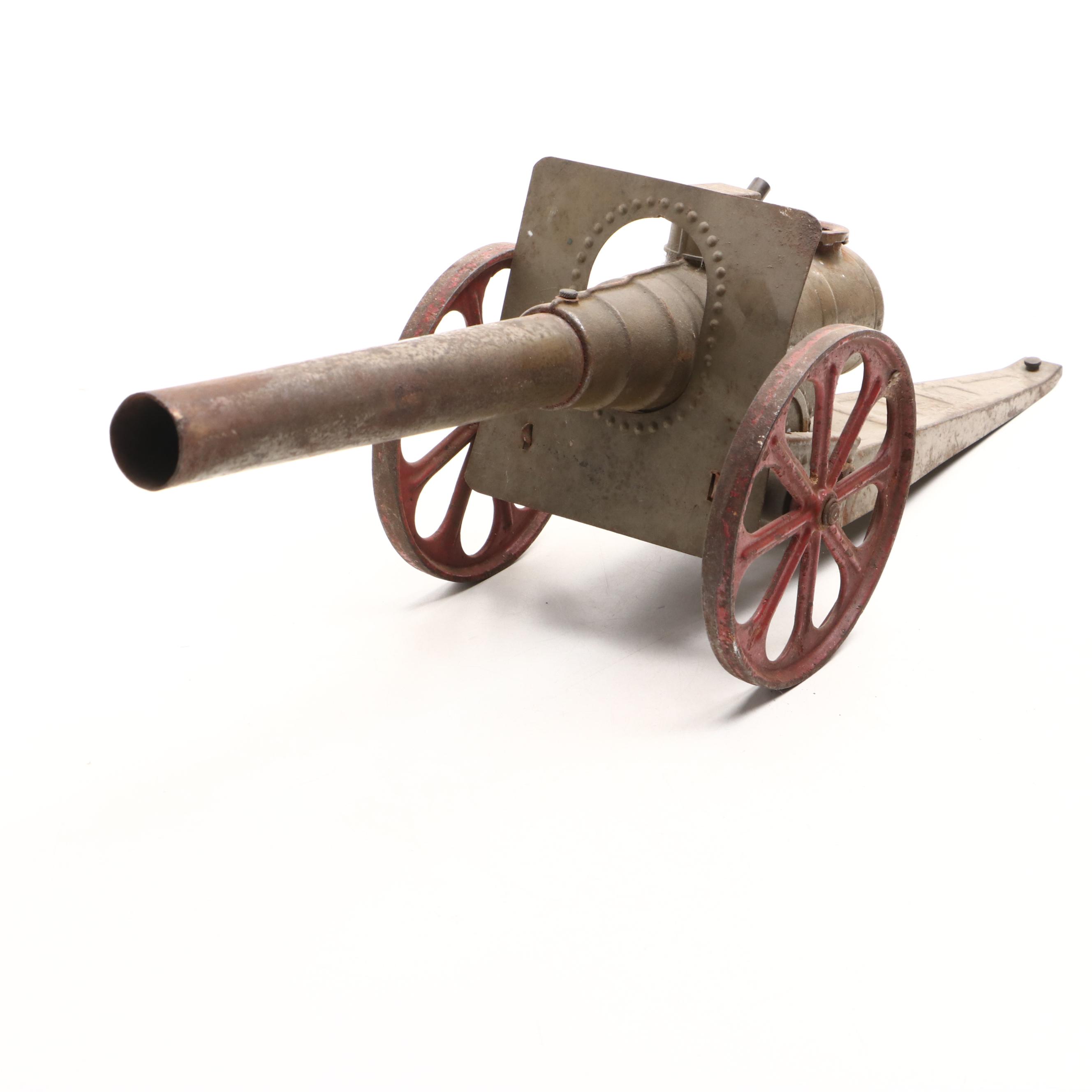 Big-Bang Cast Iron Cannon with Embossed Brass Powder Horn