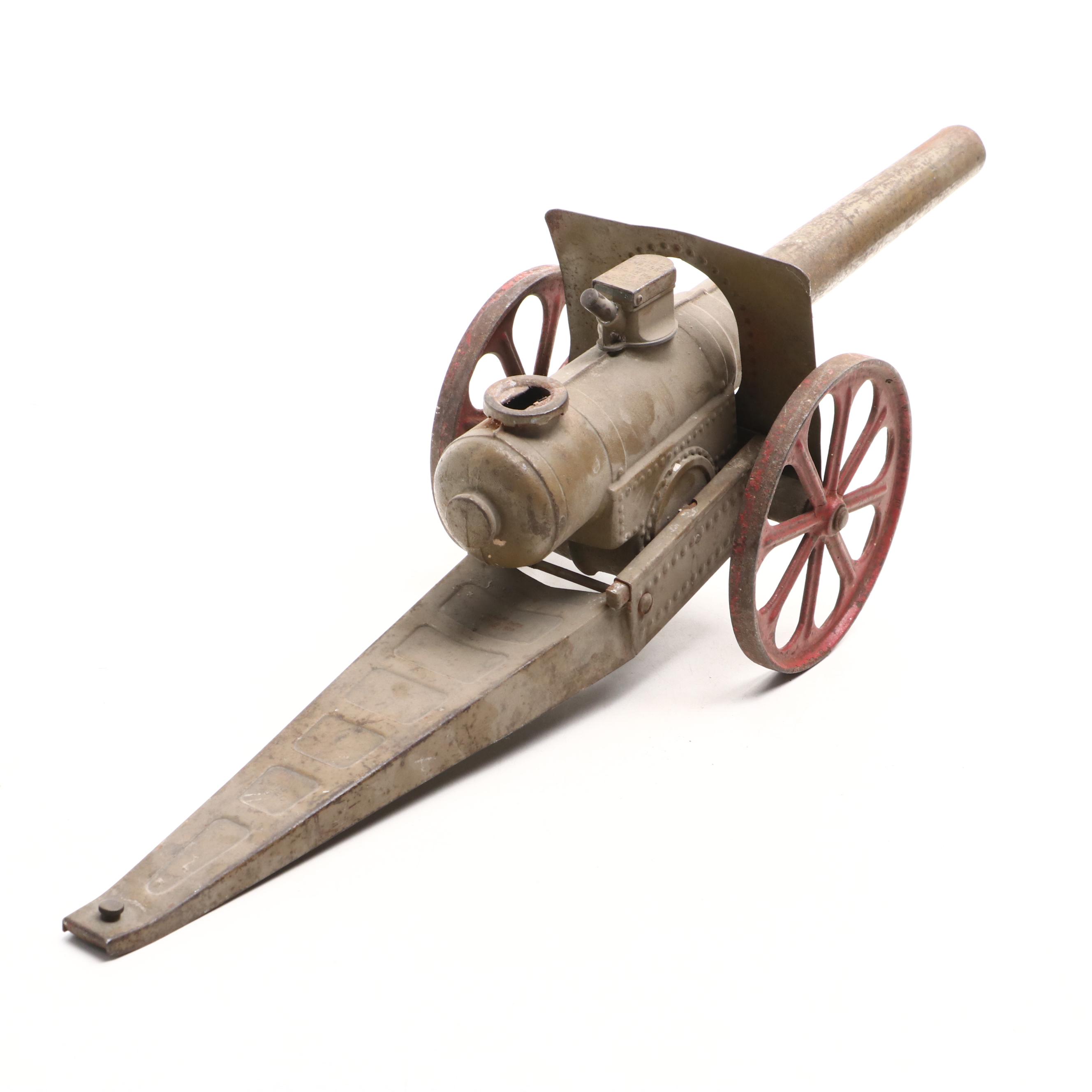 Big-Bang Cast Iron Cannon with Embossed Brass Powder Horn