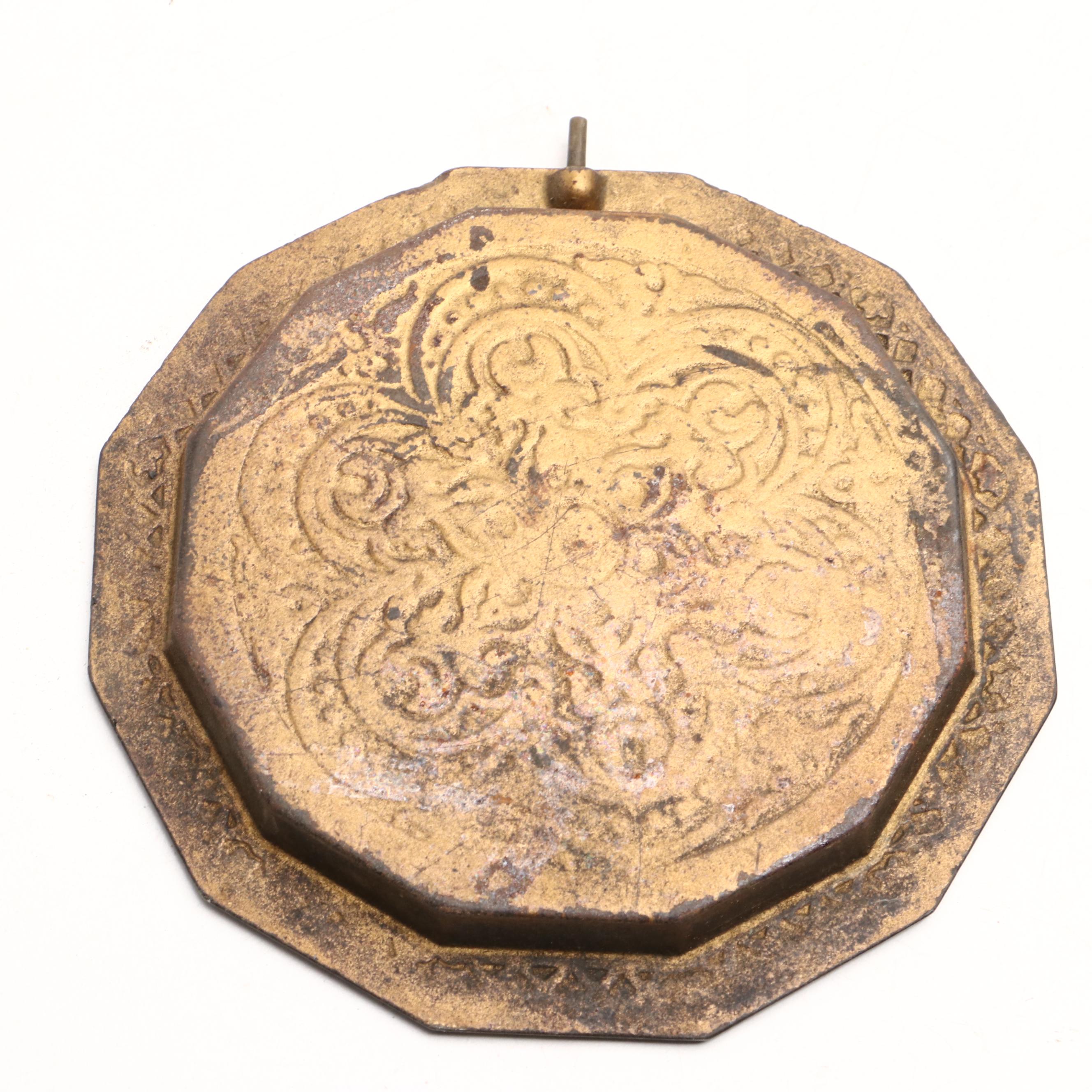 Floral Motif Etched Brass Table Gong with Scorpion Motif Brass Bowl and More