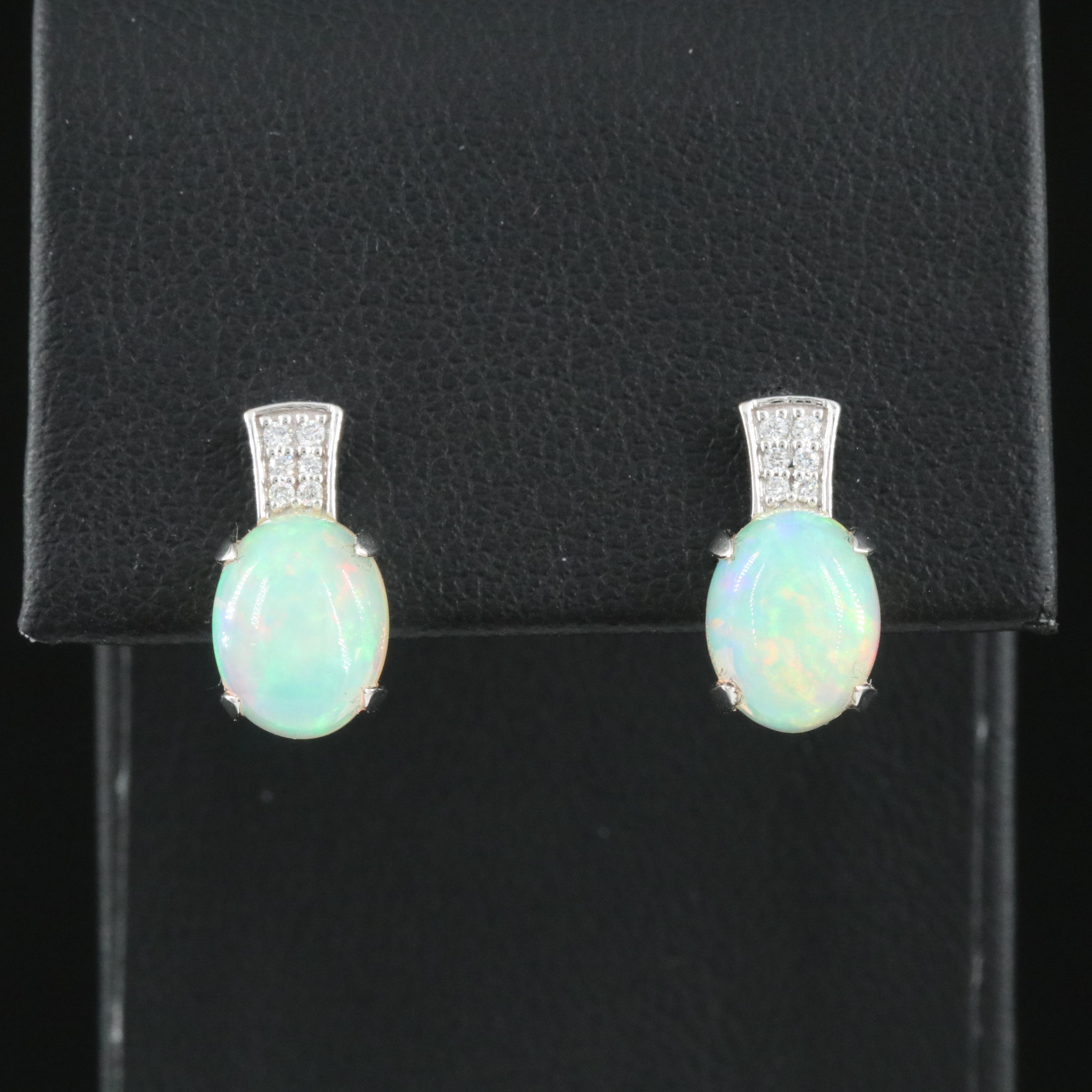 18K Opal and Diamond Earrings