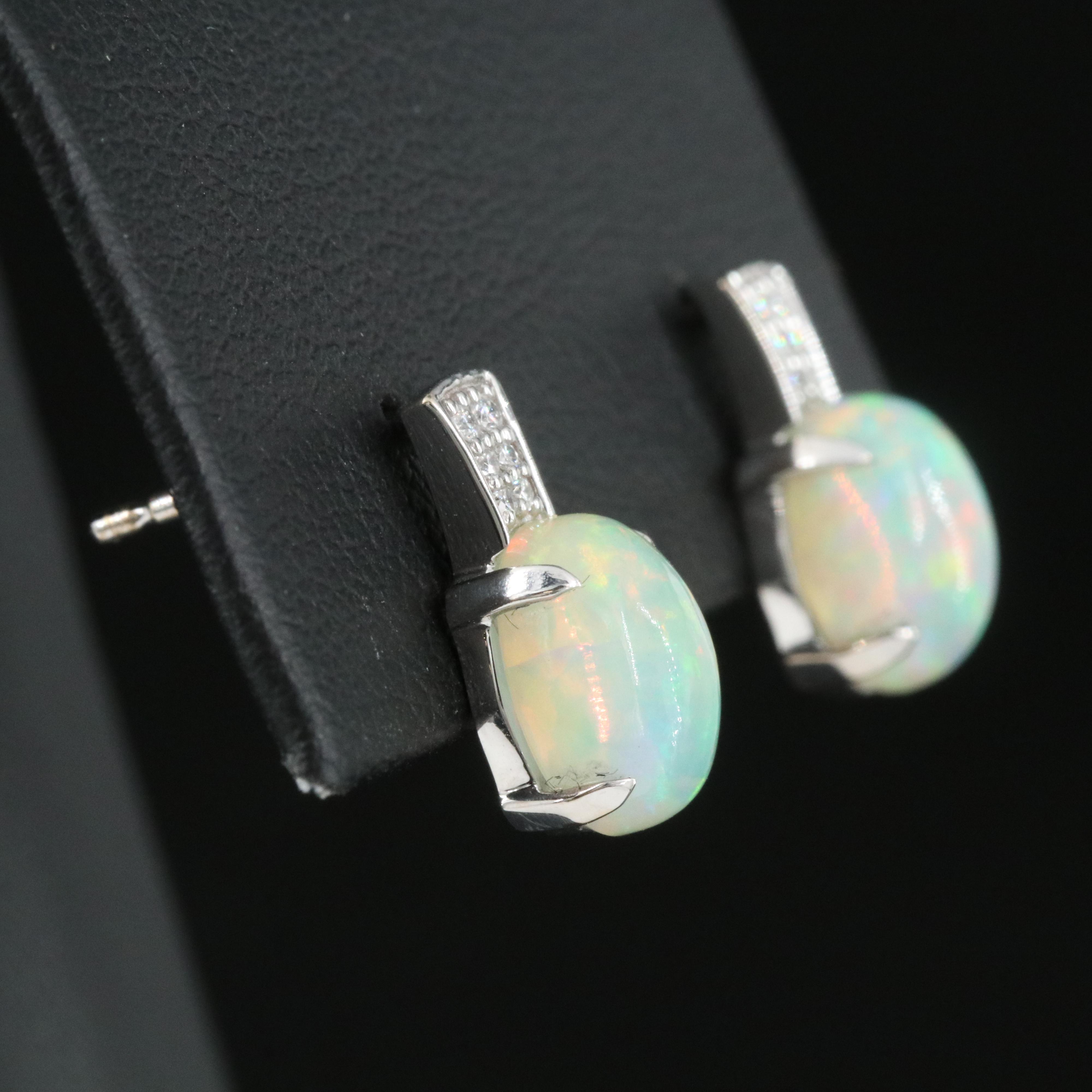 18K Opal and Diamond Earrings