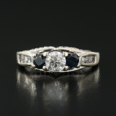 14K 0.67 CTW Diamond and Sapphire Ring