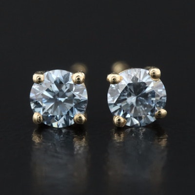 14K 0.50 CTW Lab Grown Fancy Blue Diamond Stud Earrings