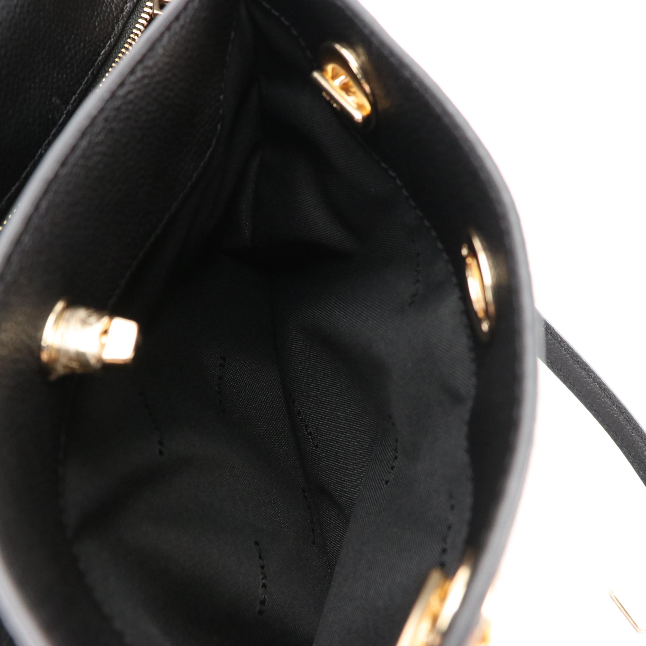 Coach Black Pebble Grain Leather Turnlock Tote with Chain and Leather Strap, NWT