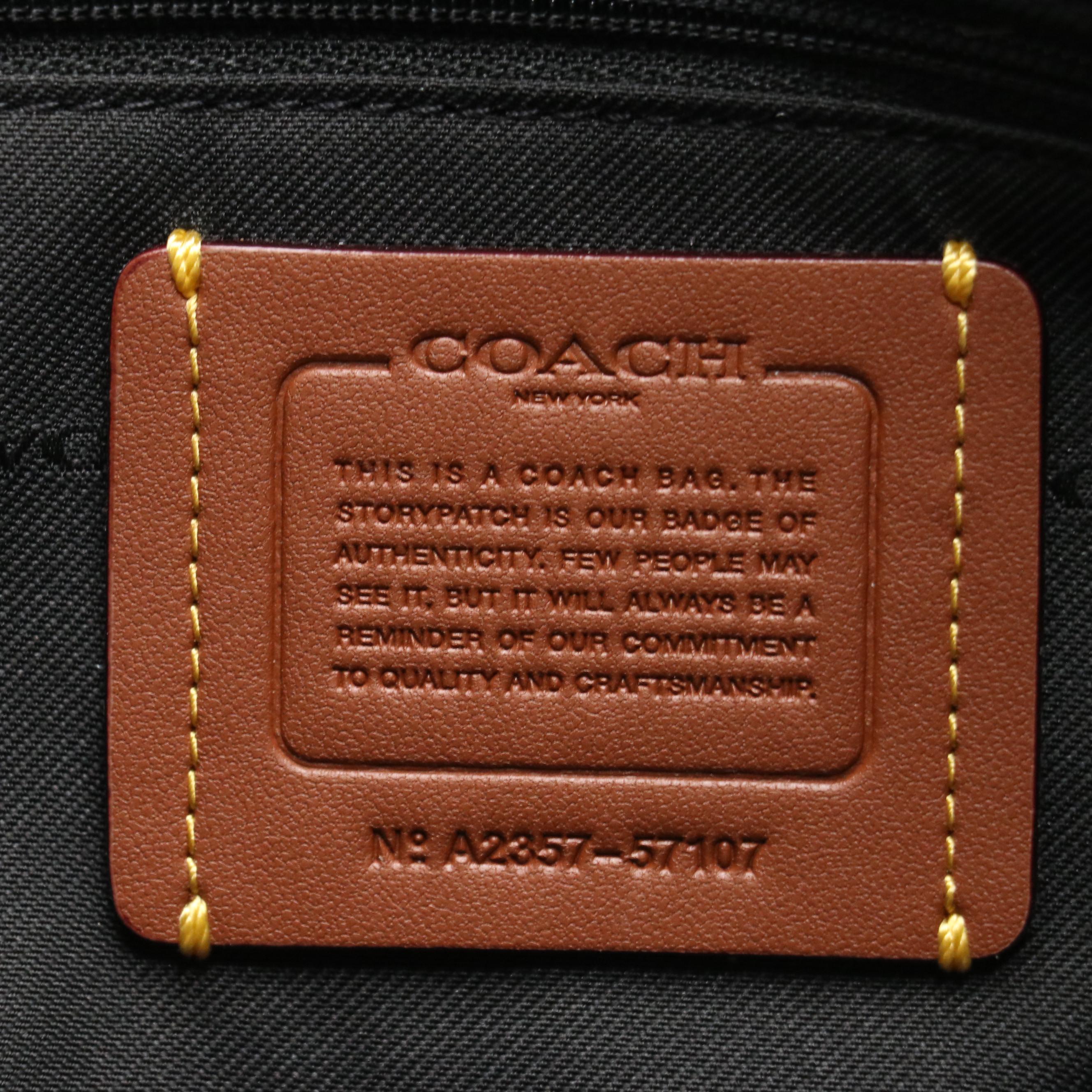 Coach Black Pebble Grain Leather Turnlock Tote with Chain and Leather Strap, NWT