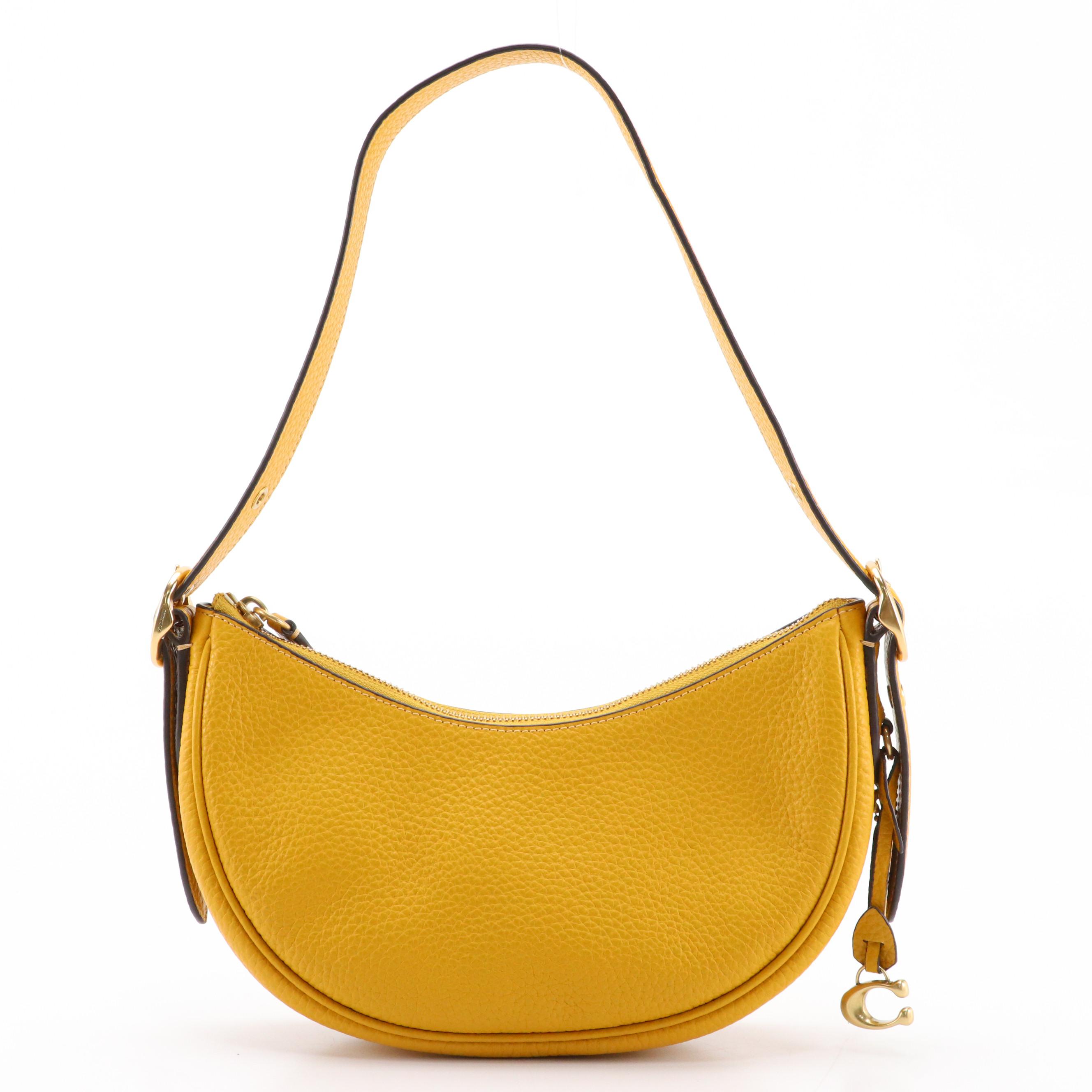 Coach Yellow Pebble Grain Leather Shoulder Bag, New with Tag