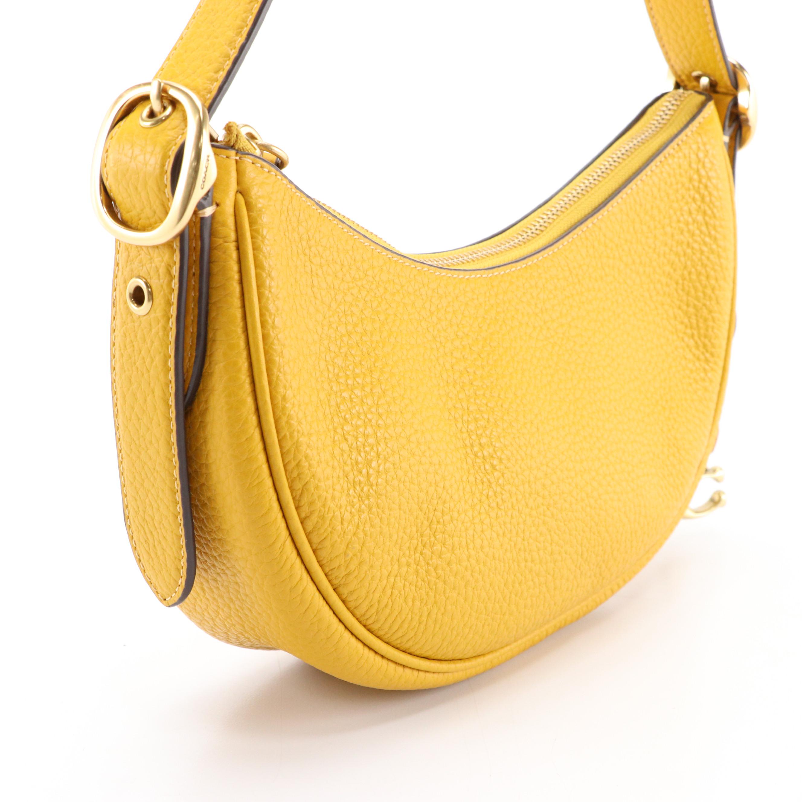 Coach Yellow Pebble Grain Leather Shoulder Bag, New with Tag