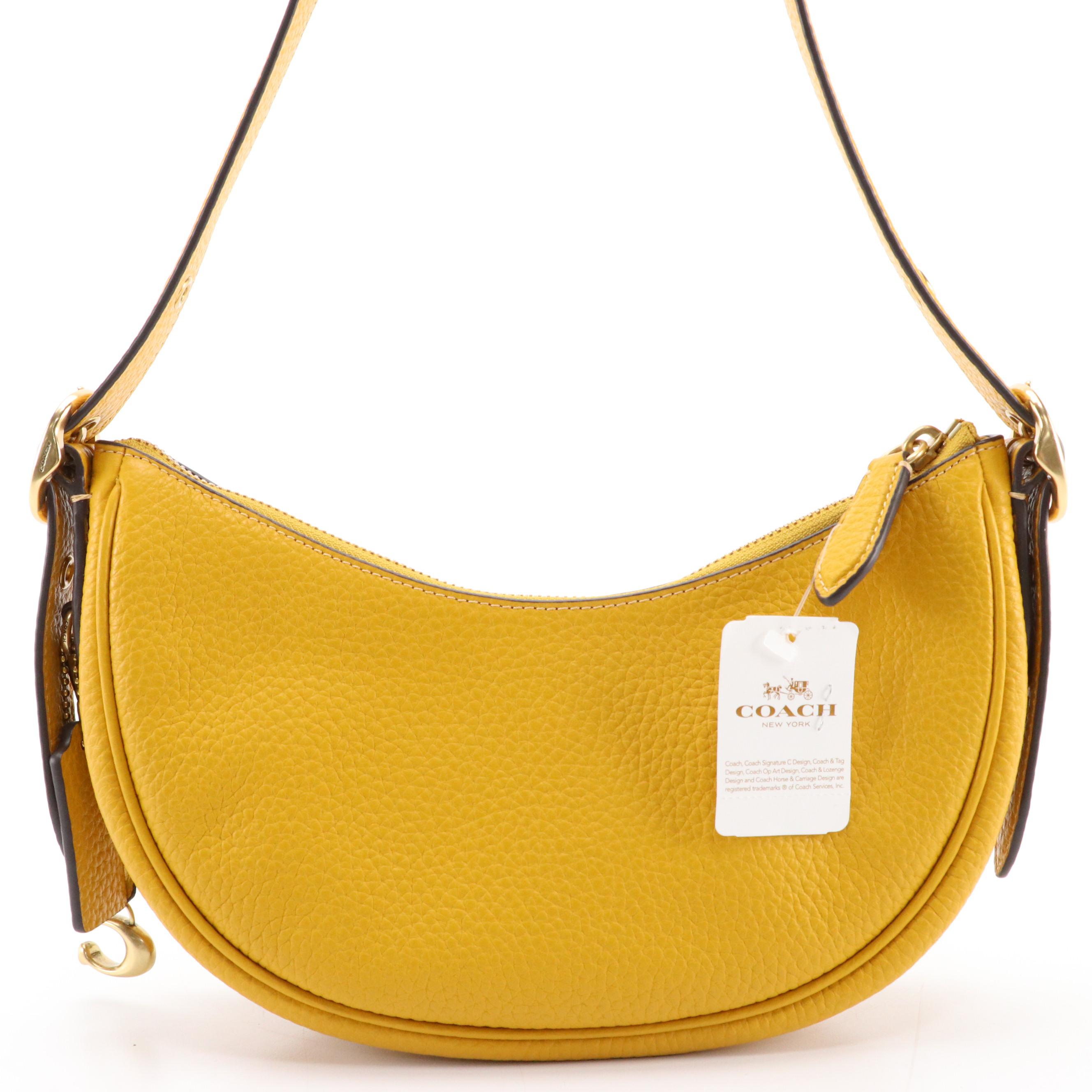 Coach Yellow Pebble Grain Leather Shoulder Bag, New with Tag