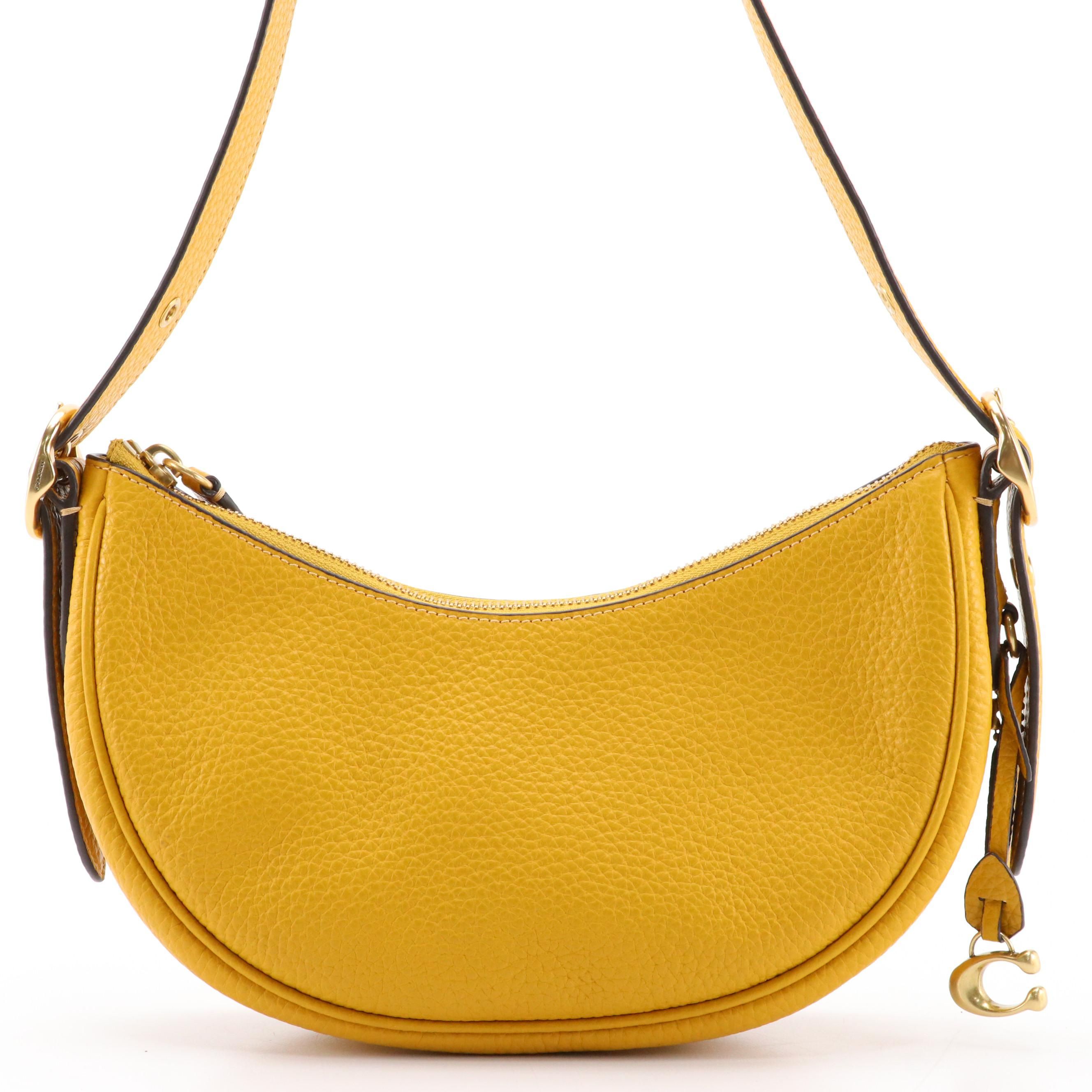Coach Yellow Pebble Grain Leather Shoulder Bag, New with Tag