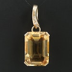 14K 25.26 CT Citrine and Diamond Pendant