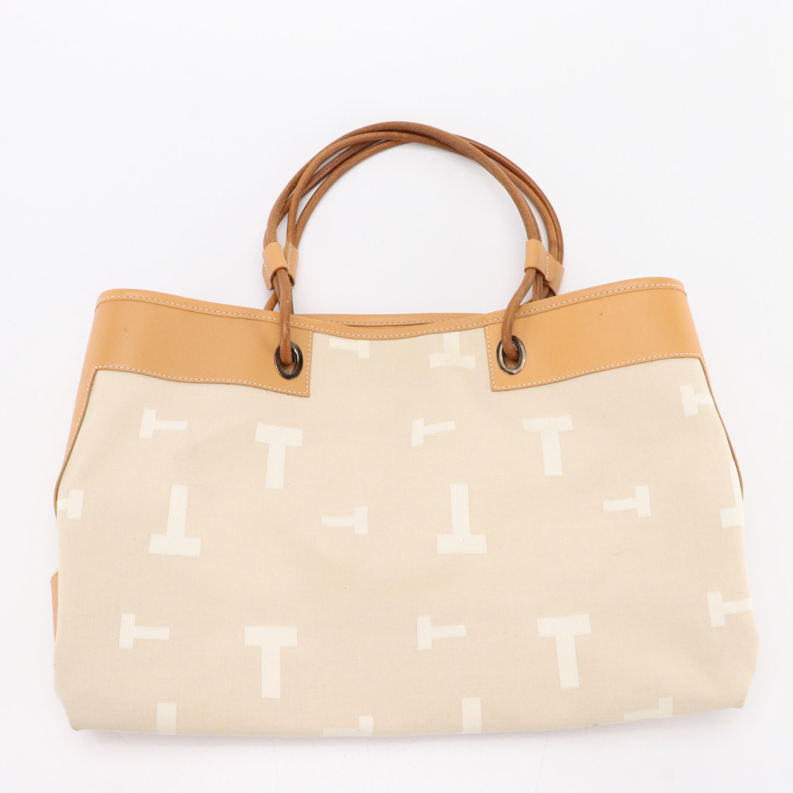 Tod's Beige Logo Canvas Tote Bag, Tory Burch Blue Nylon Messenger Crossbody Bag