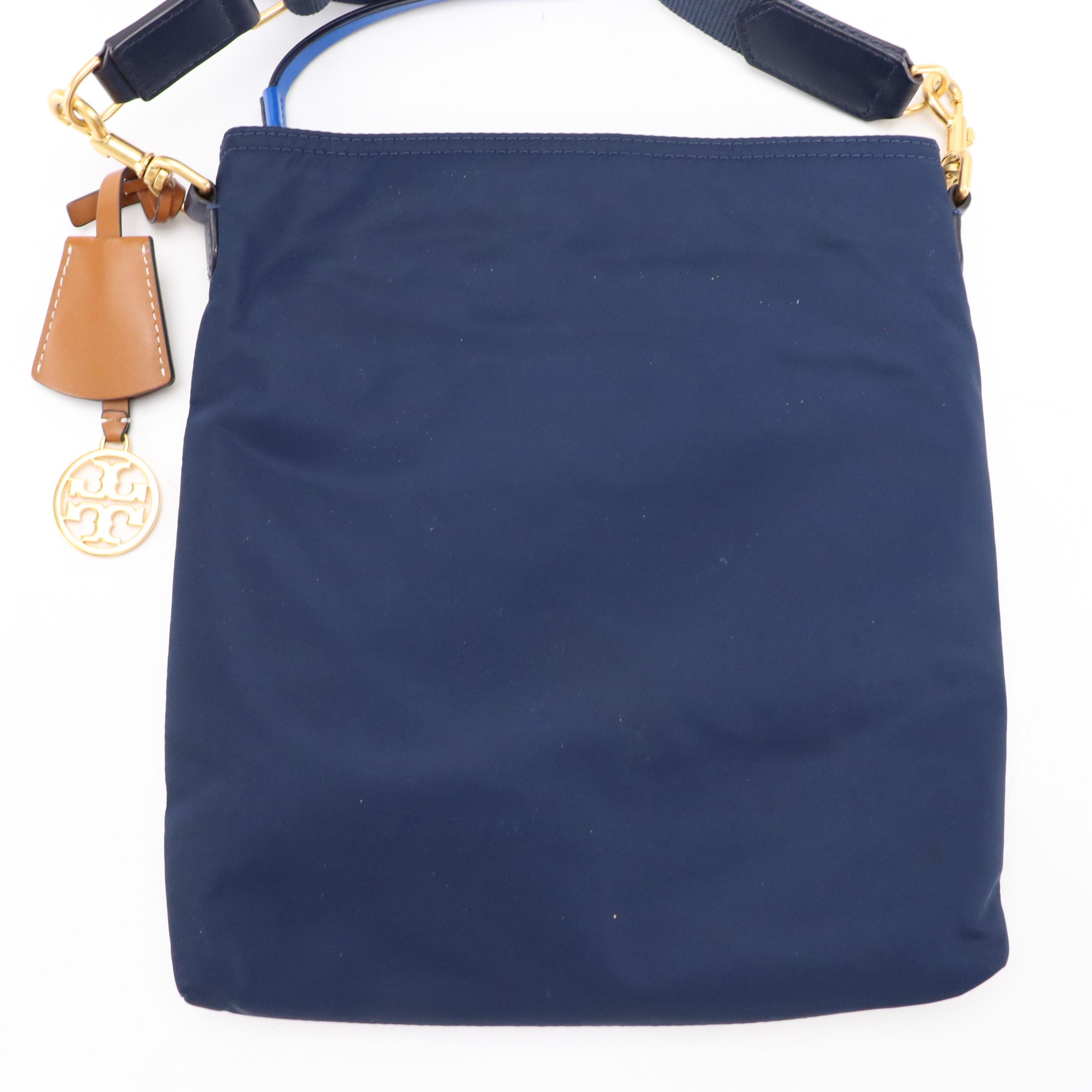 Tod's Beige Logo Canvas Tote Bag, Tory Burch Blue Nylon Messenger Crossbody Bag