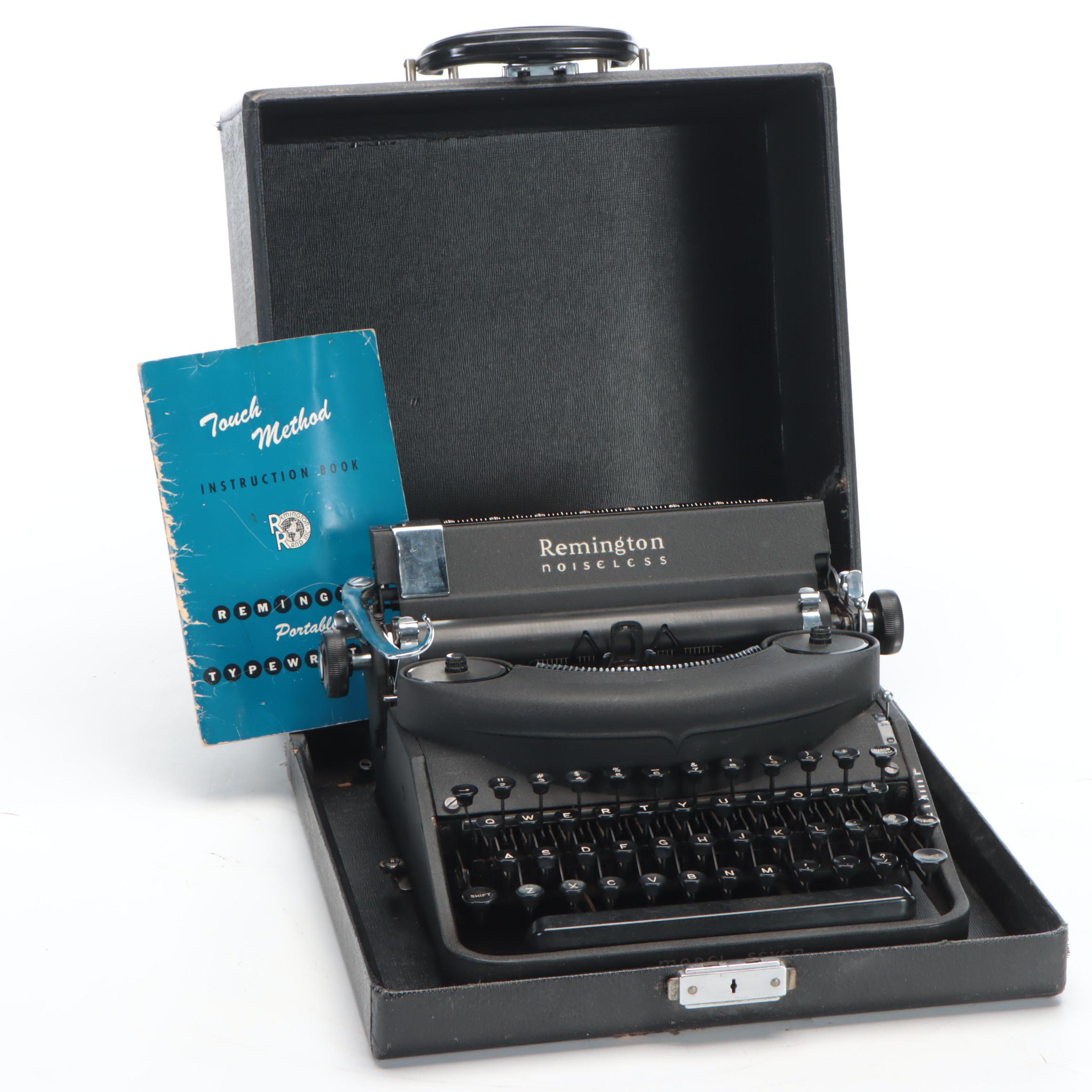 Remington Rand Noiseless Portable Typewriter with Case