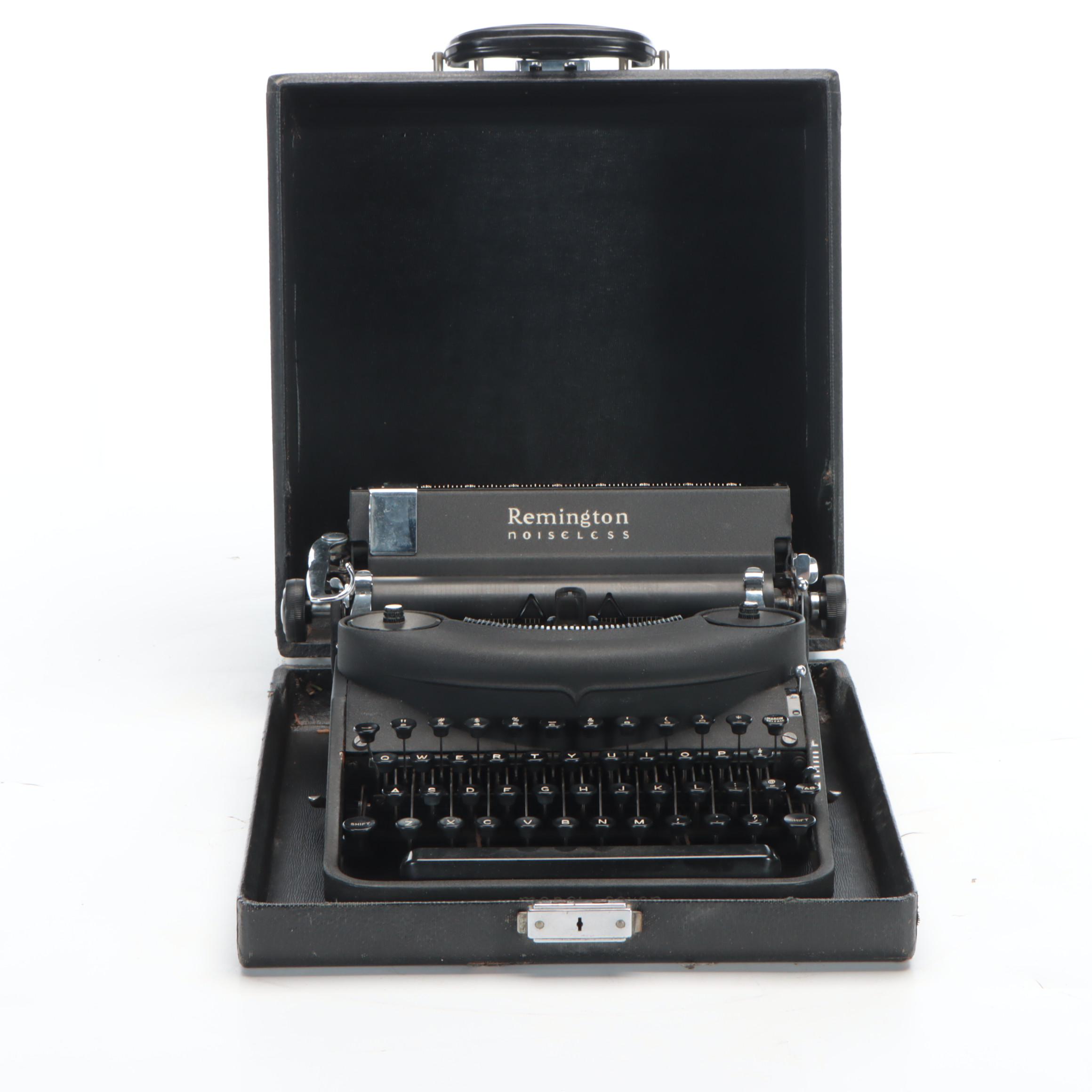 Remington Rand Noiseless Portable Typewriter with Case