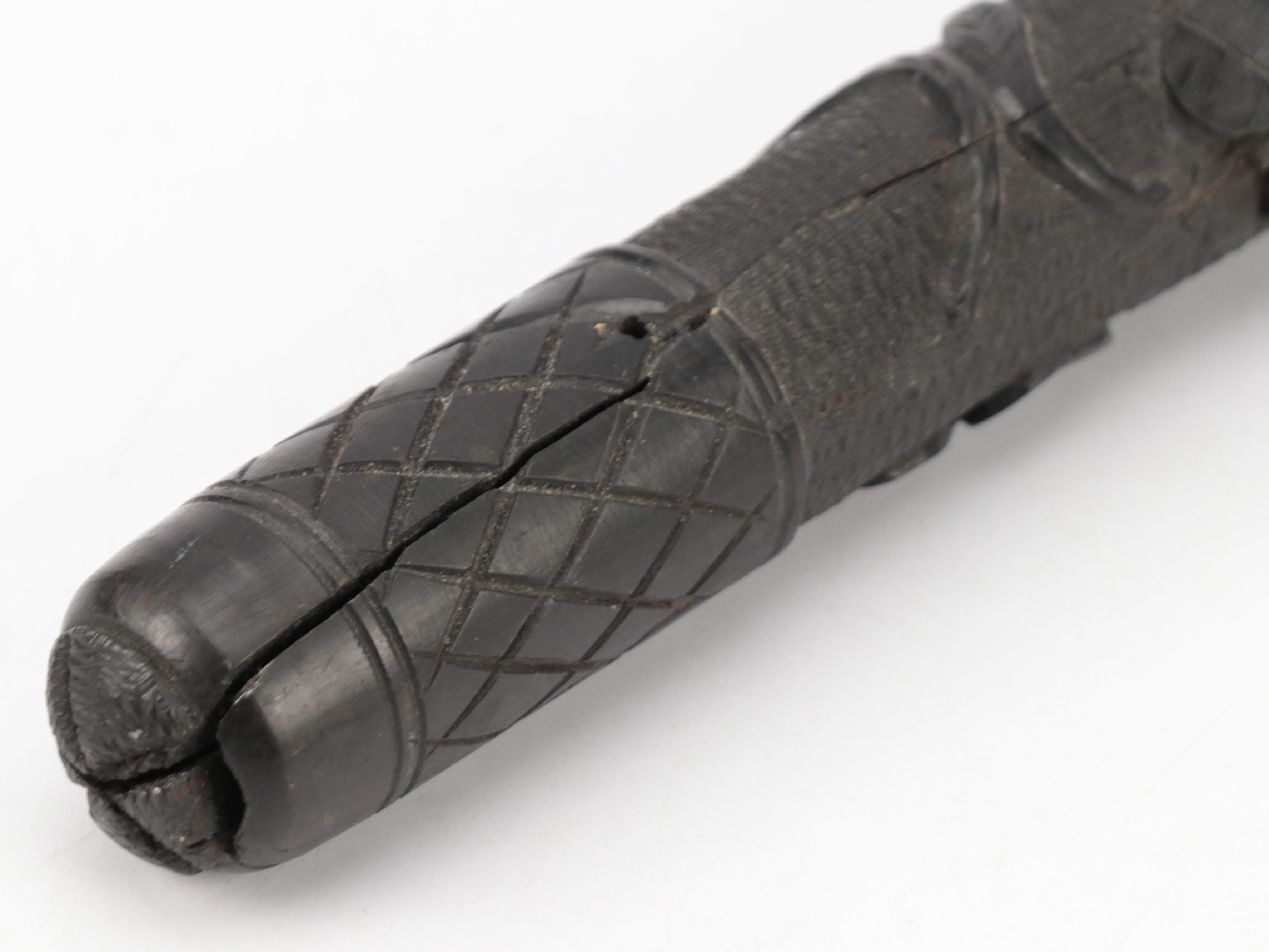Irish Bog Oak Hand-Carved Police Baton