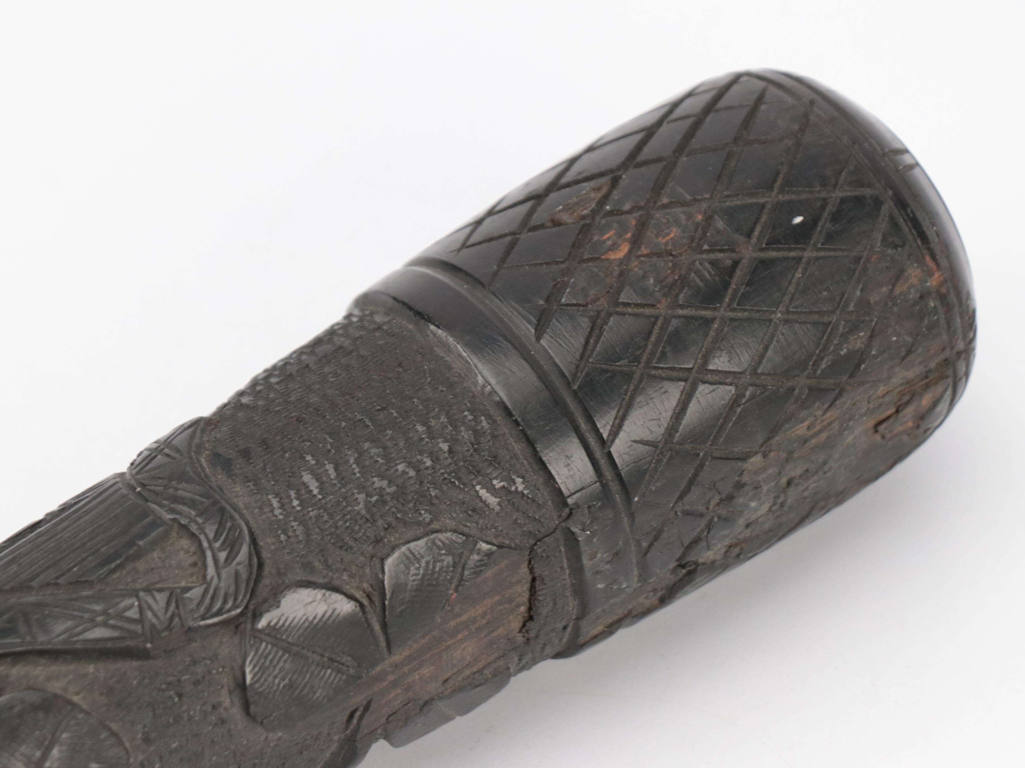 Irish Bog Oak Hand-Carved Police Baton