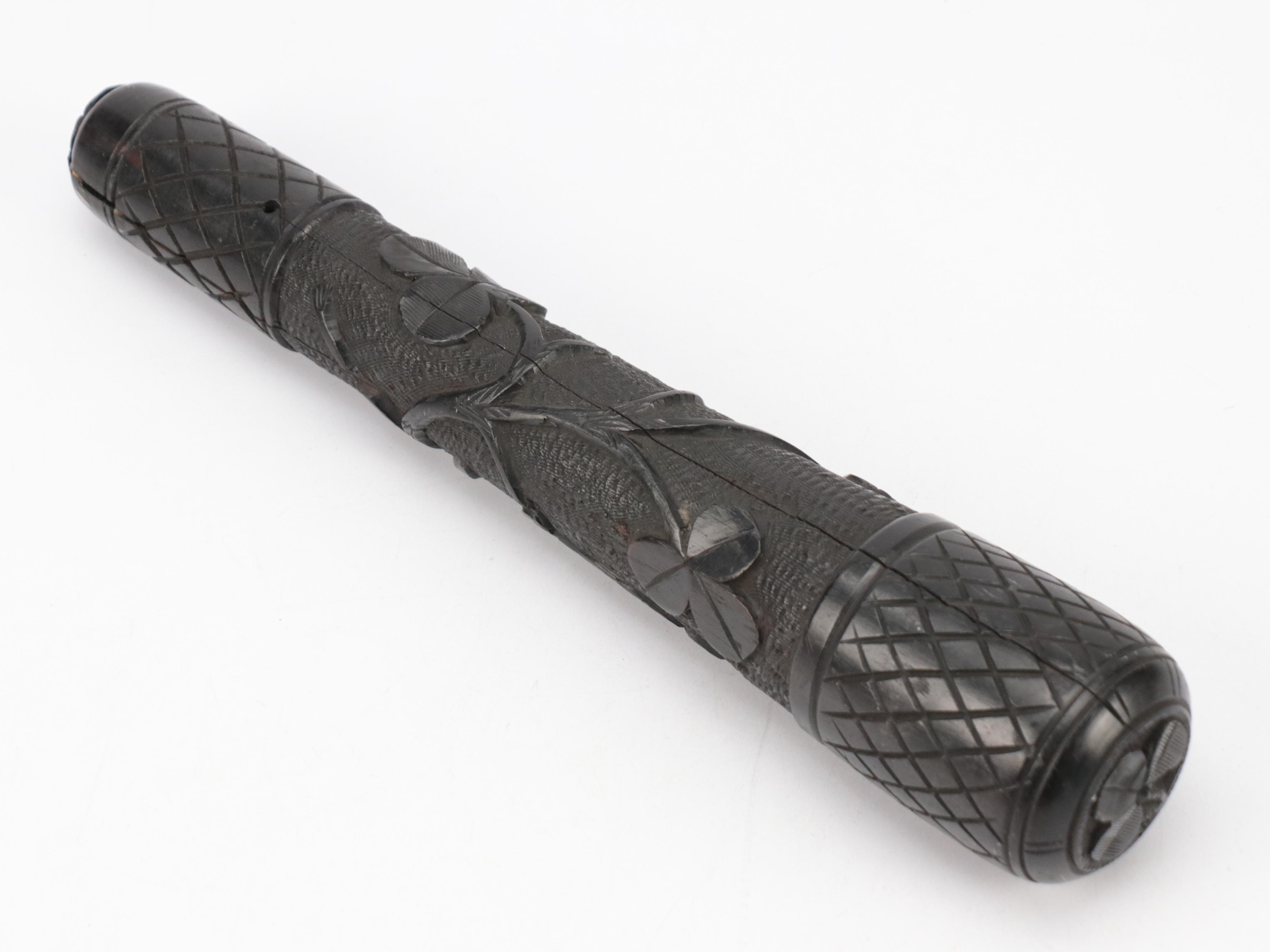 Irish Bog Oak Hand-Carved Police Baton