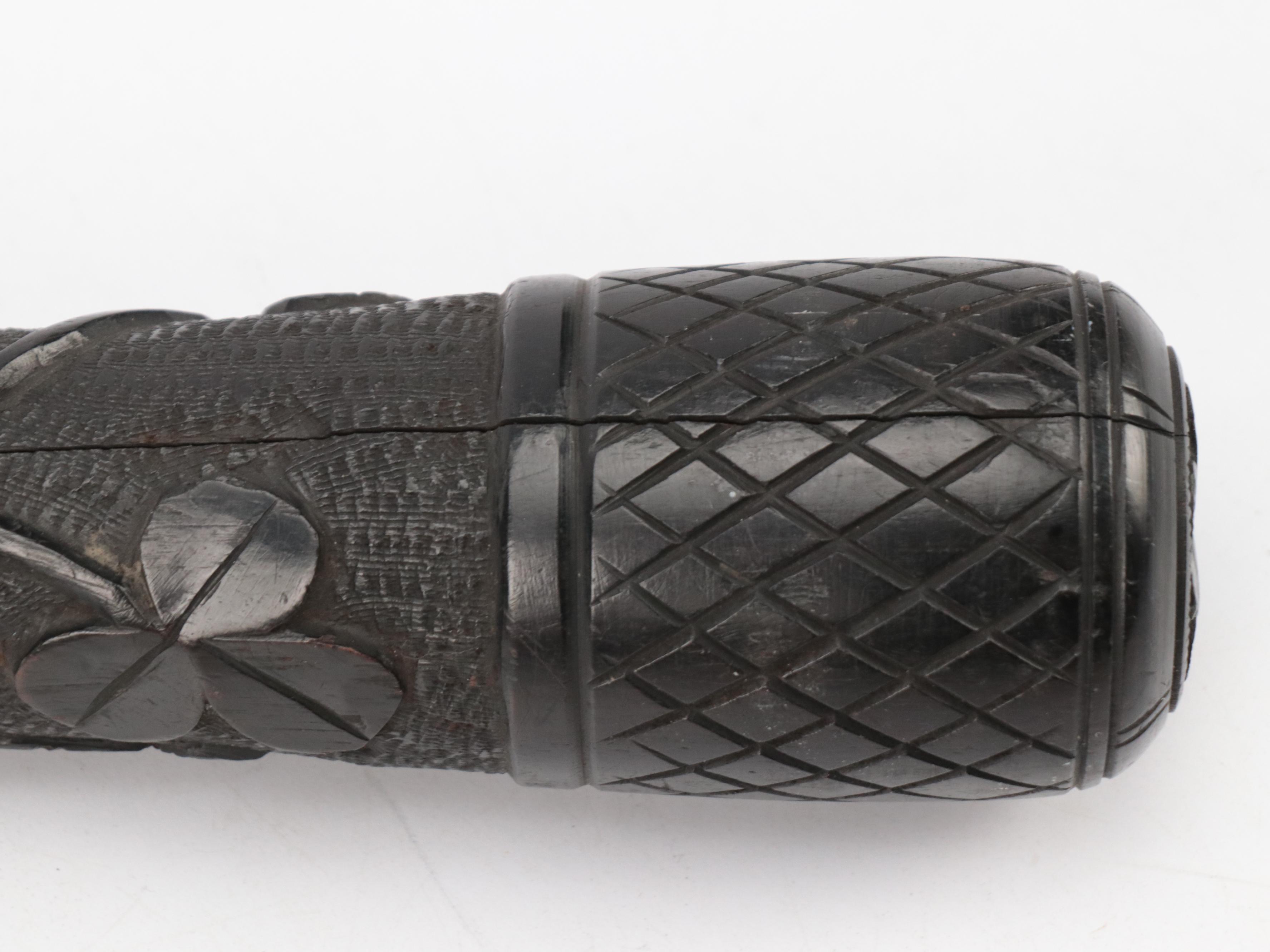 Irish Bog Oak Hand-Carved Police Baton