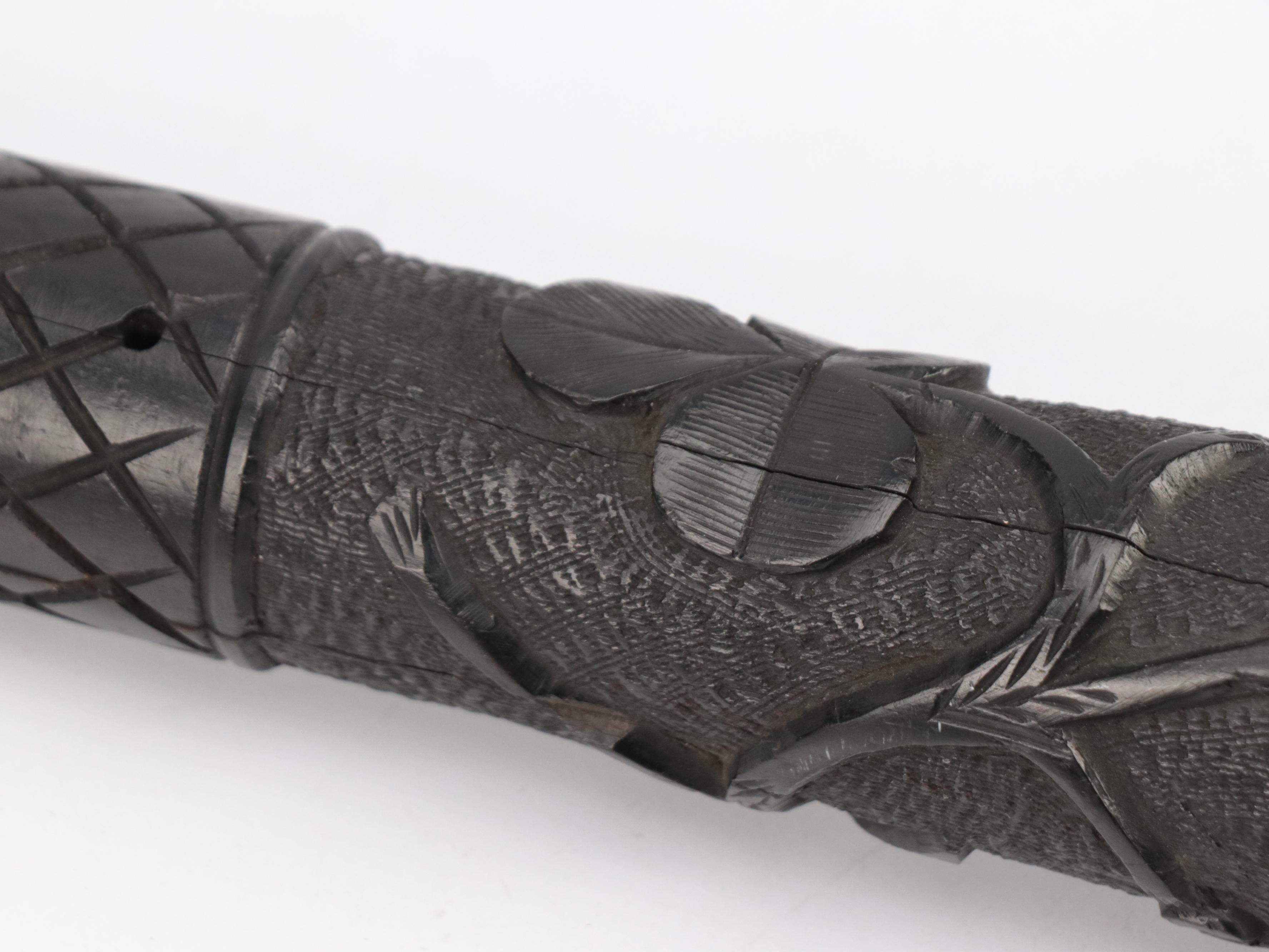 Irish Bog Oak Hand-Carved Police Baton