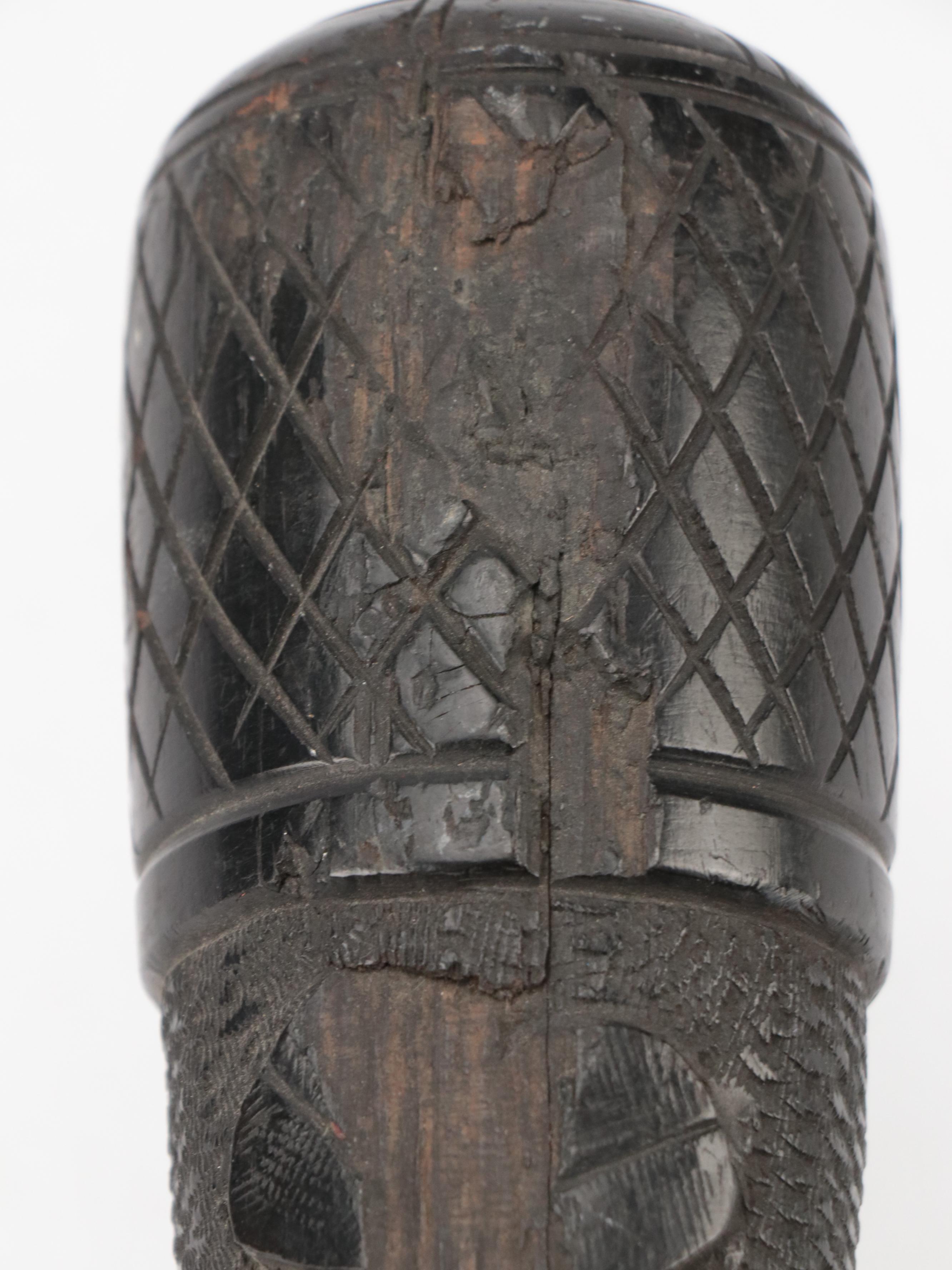 Irish Bog Oak Hand-Carved Police Baton