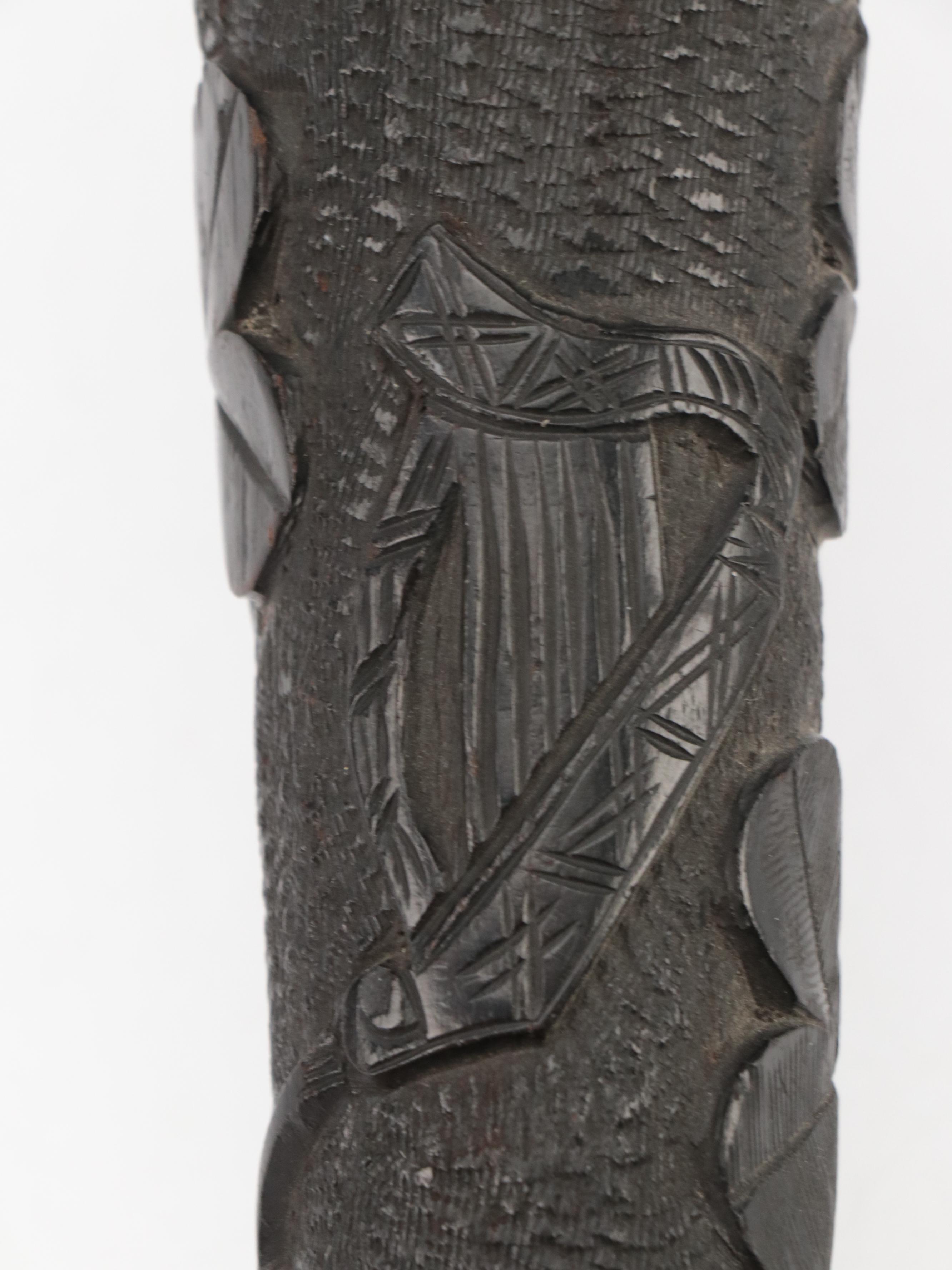 Irish Bog Oak Hand-Carved Police Baton