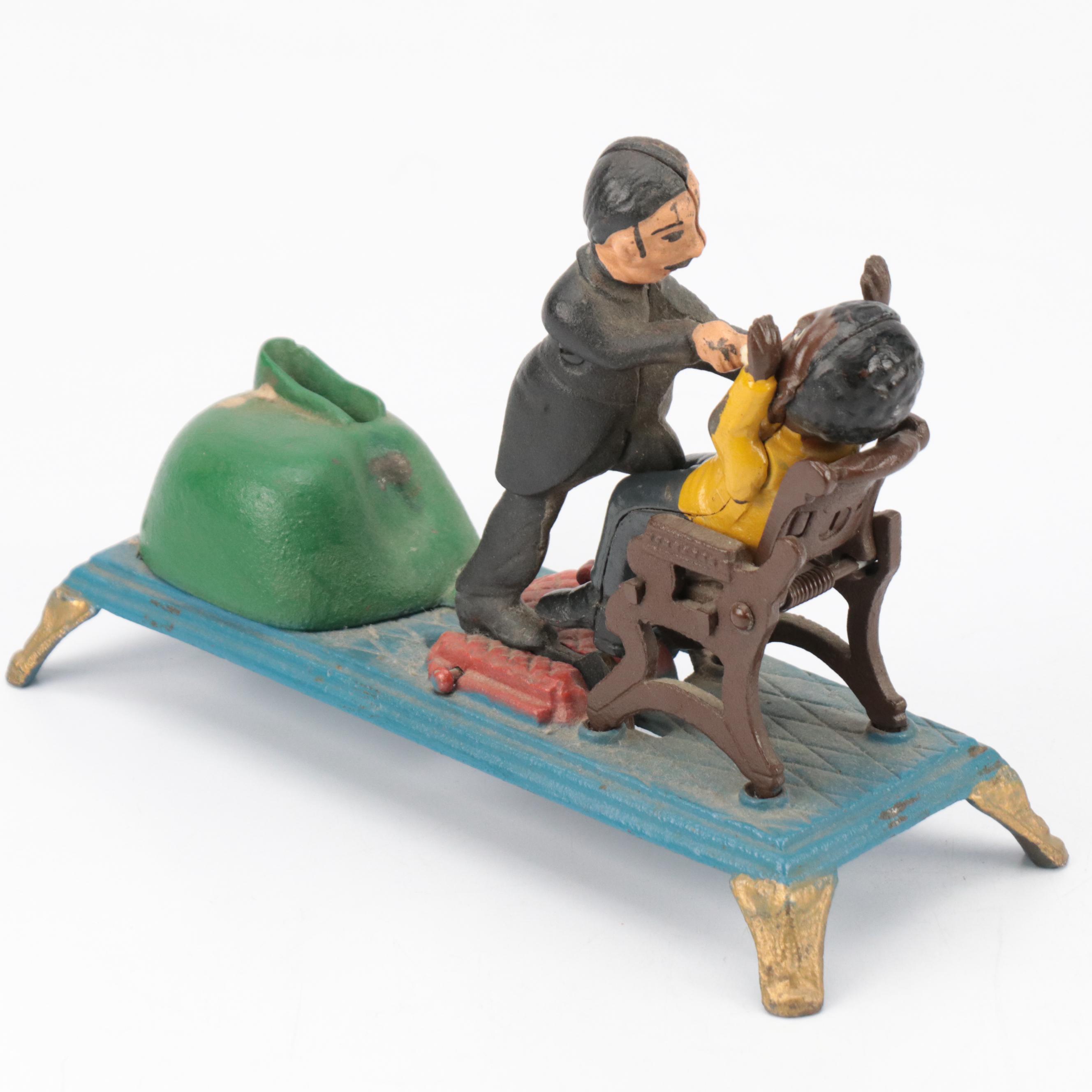 Cold-Painted Cast Iron Dentist Mechanical Coin Bank