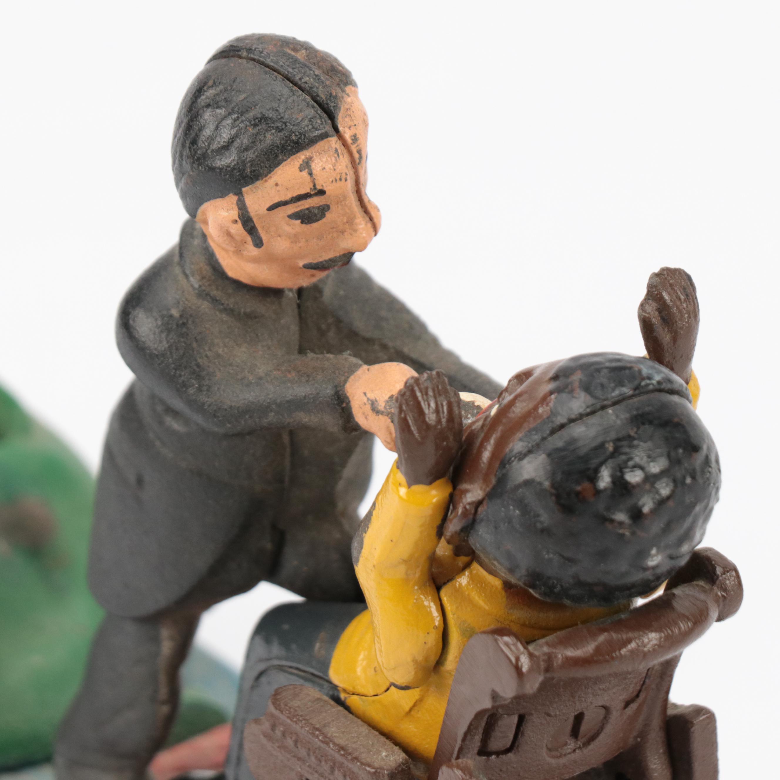 Cold-Painted Cast Iron Dentist Mechanical Coin Bank